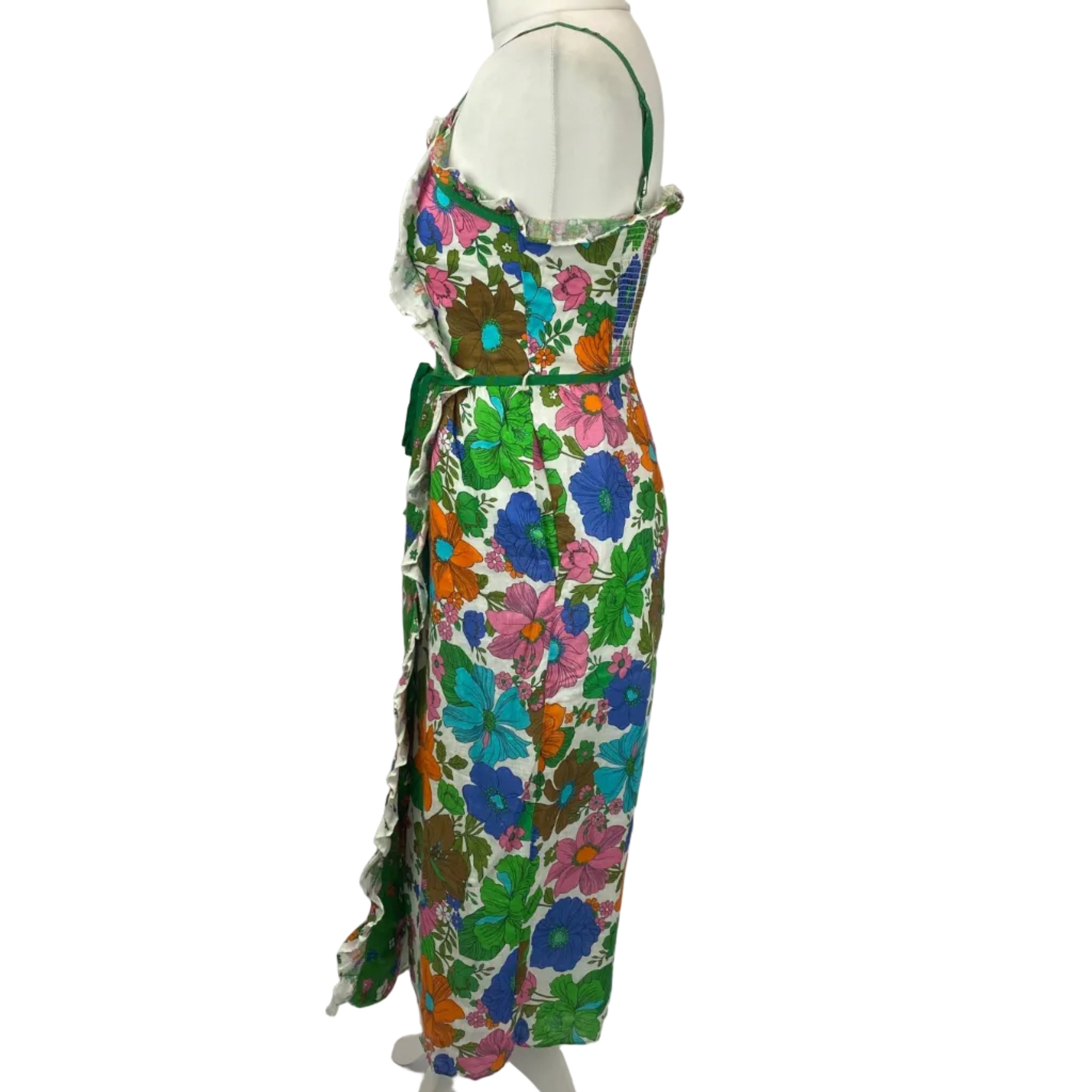 Zimmermann White & Acids Floral Linen Midi Dress XS