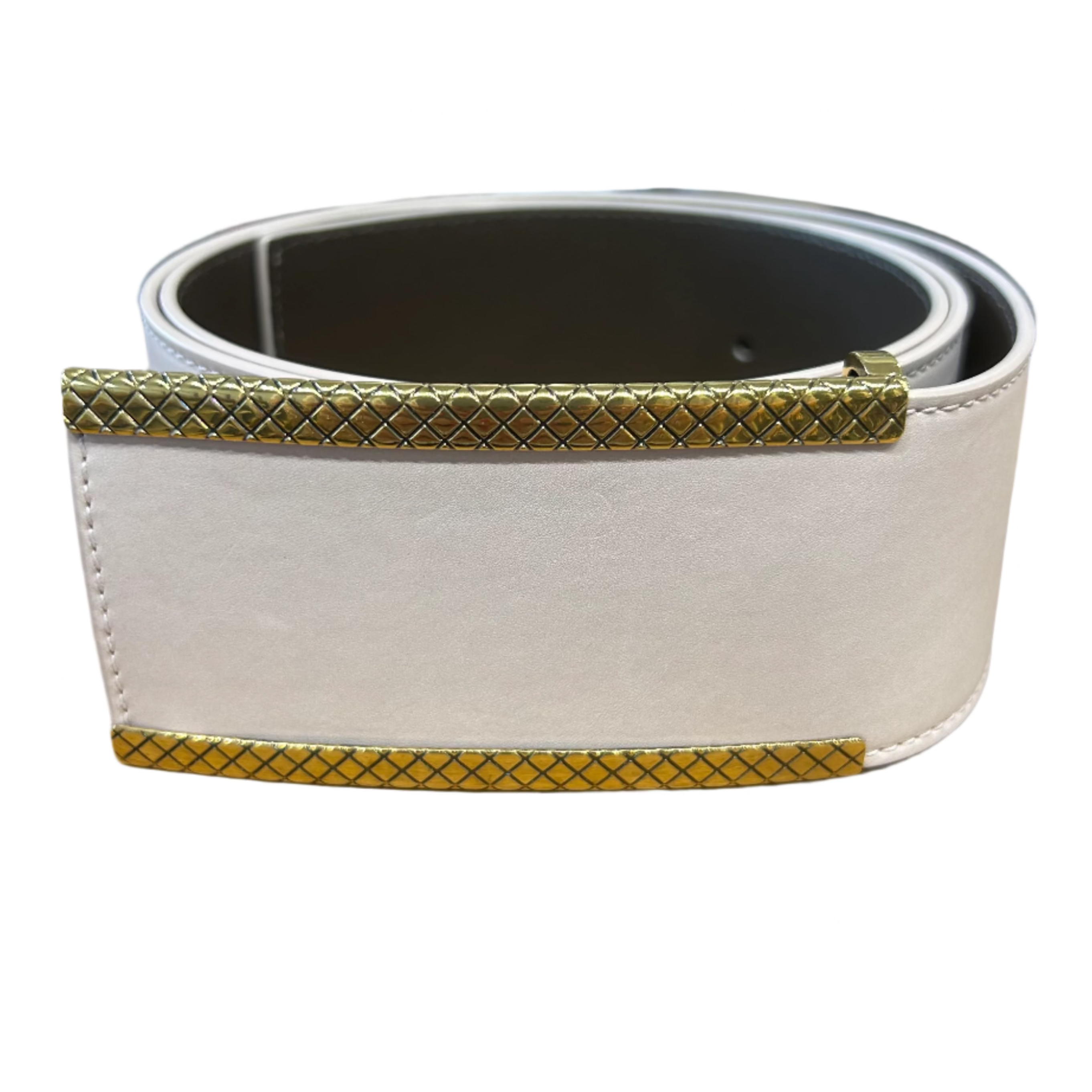 Bottega Veneta Powder Pink & Goldtone Wide Belt 90cm