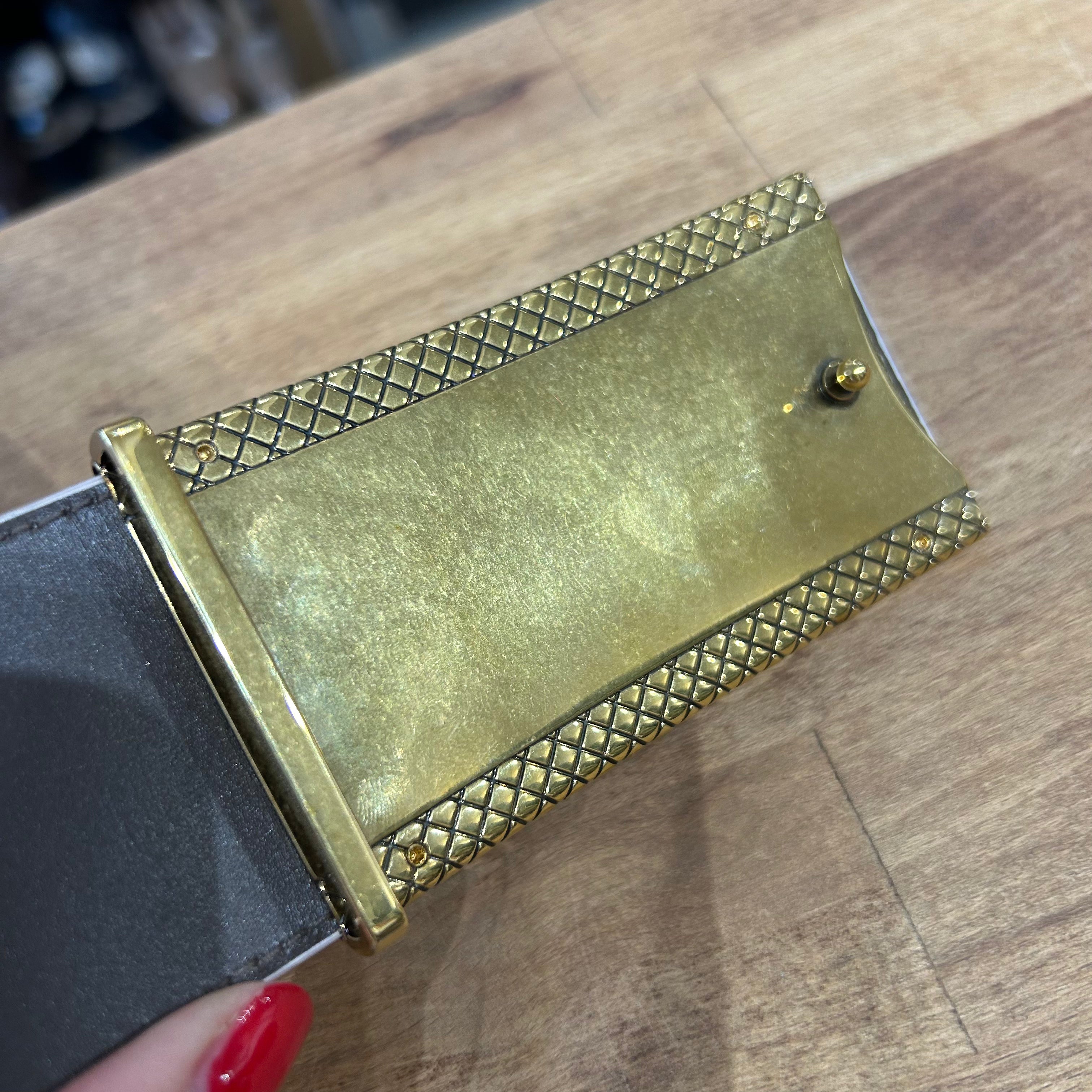 Bottega Veneta Powder Pink & Goldtone Wide Belt 90cm