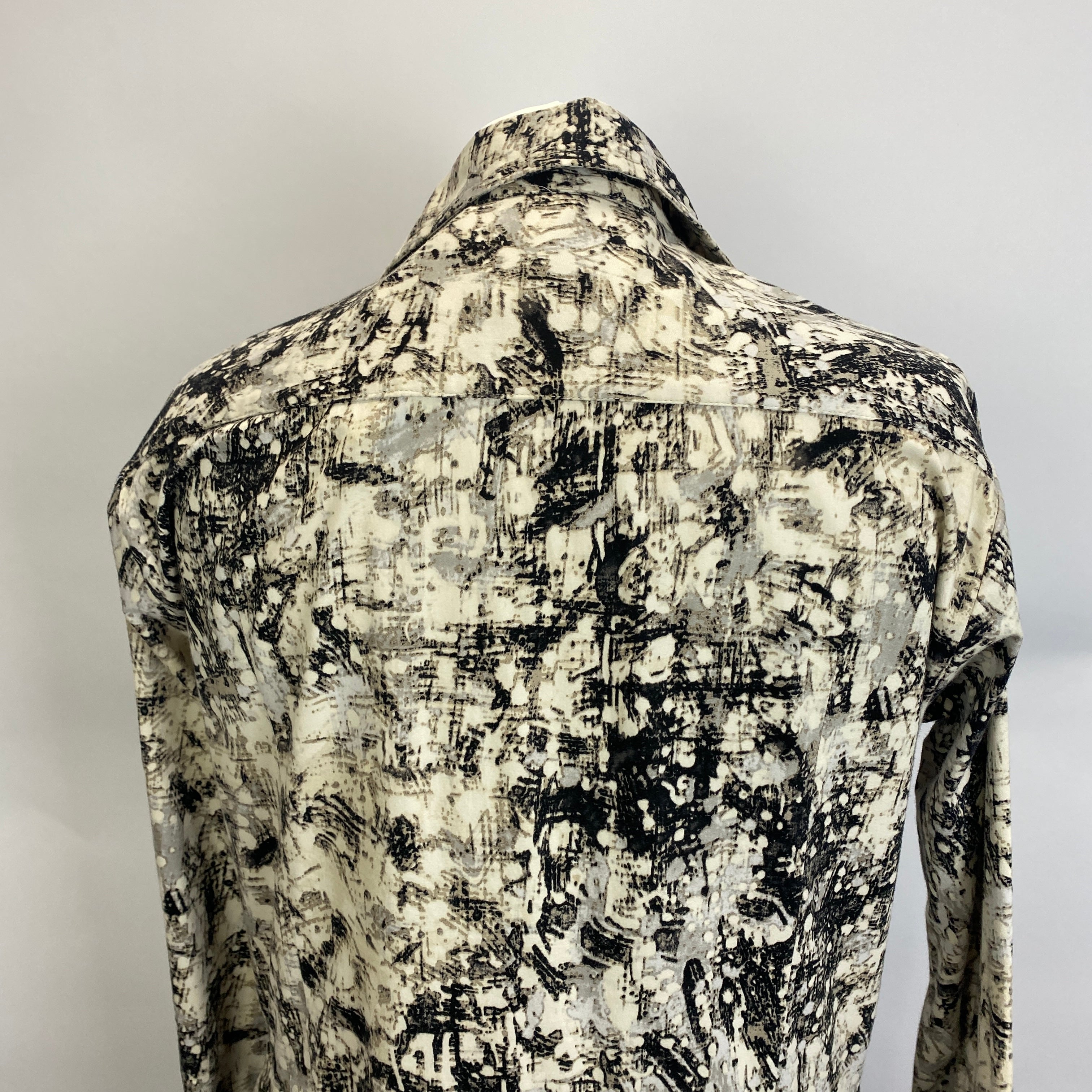 Samantha Sung Cream & Black Print Stretch Cotton Shirtdress M