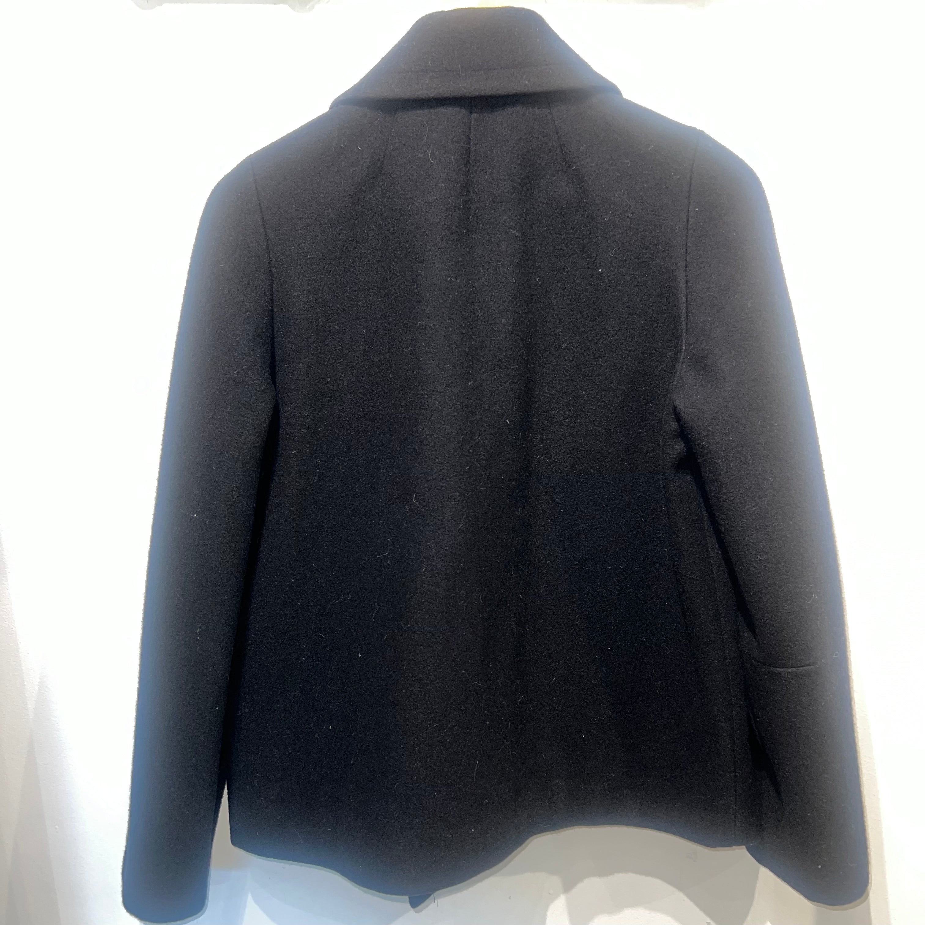 Dries Van Noten Black Wool Double Breasted Pea Coat M