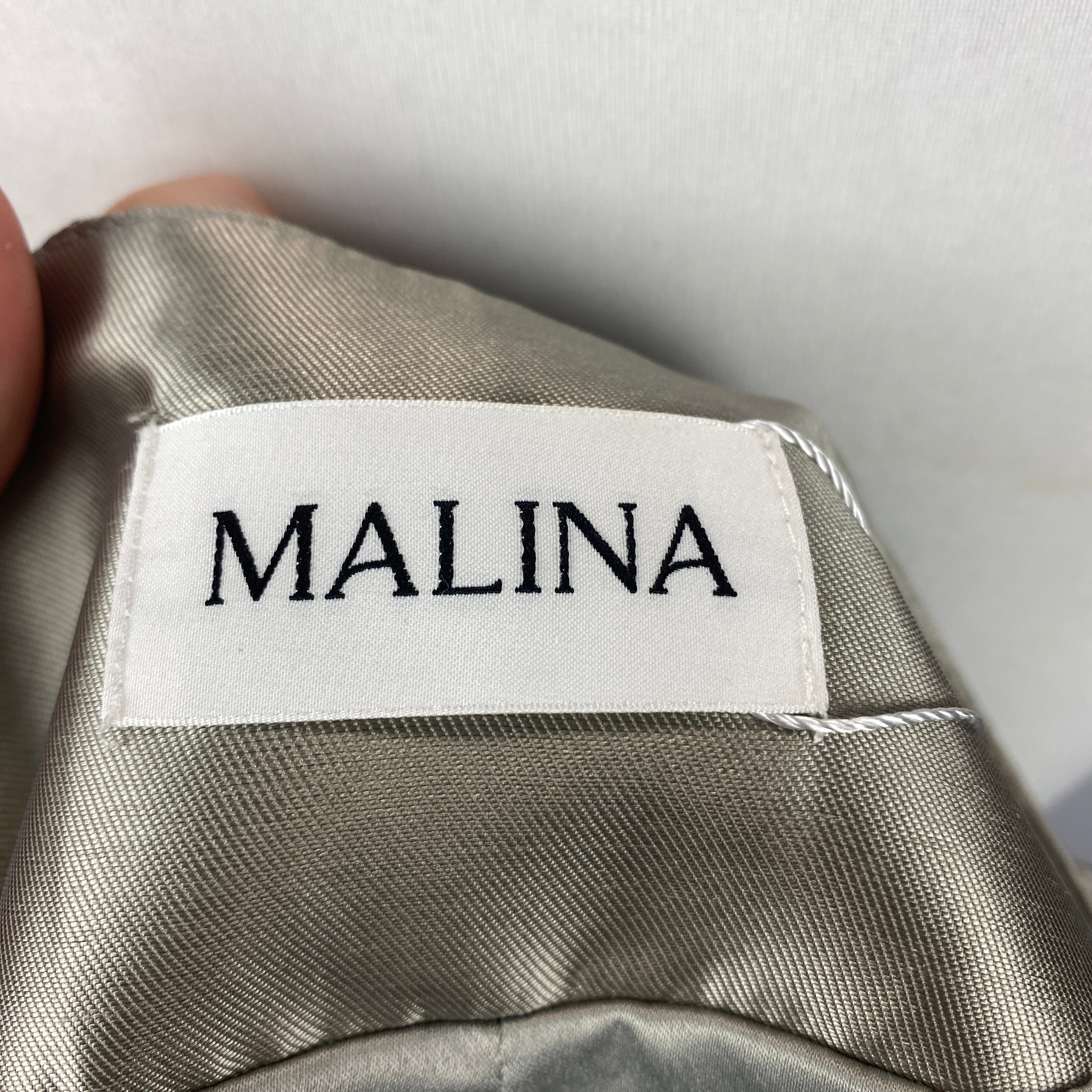 Malina New £255 Steel Grey Satin Cleo Puff Sleeve Jacket M