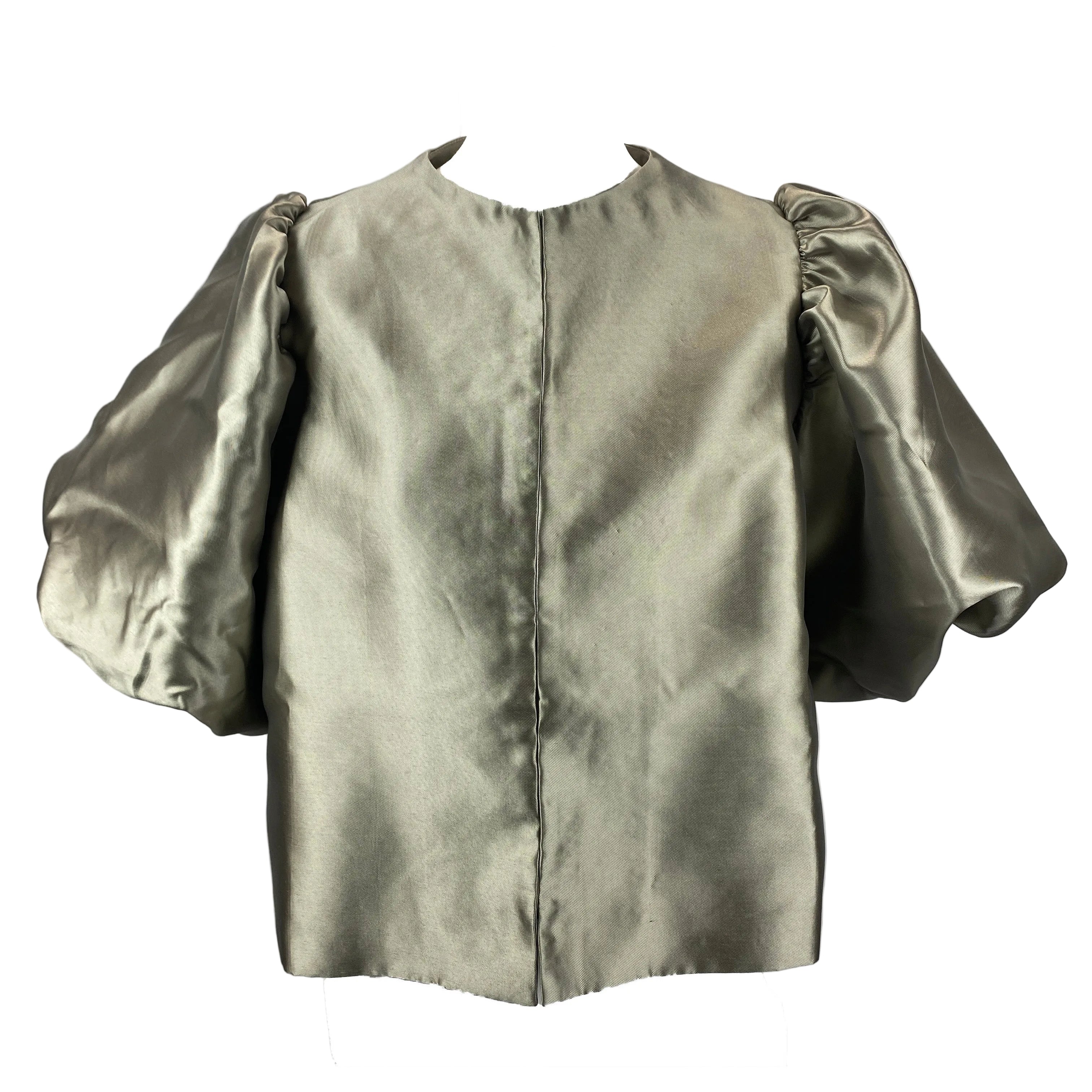 Malina New £255 Steel Grey Satin Cleo Puff Sleeve Jacket M