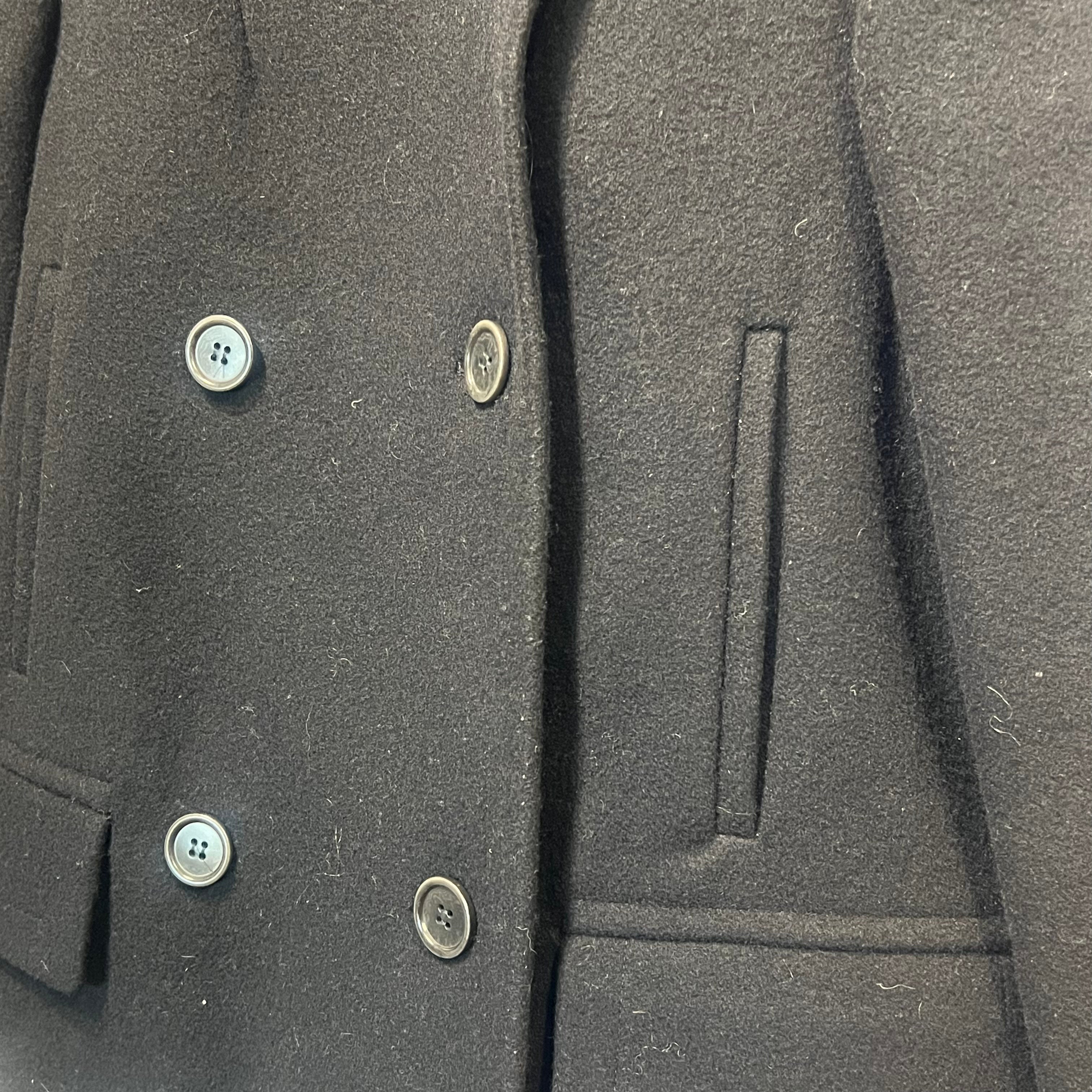 Dries Van Noten Black Wool Double Breasted Pea Coat M