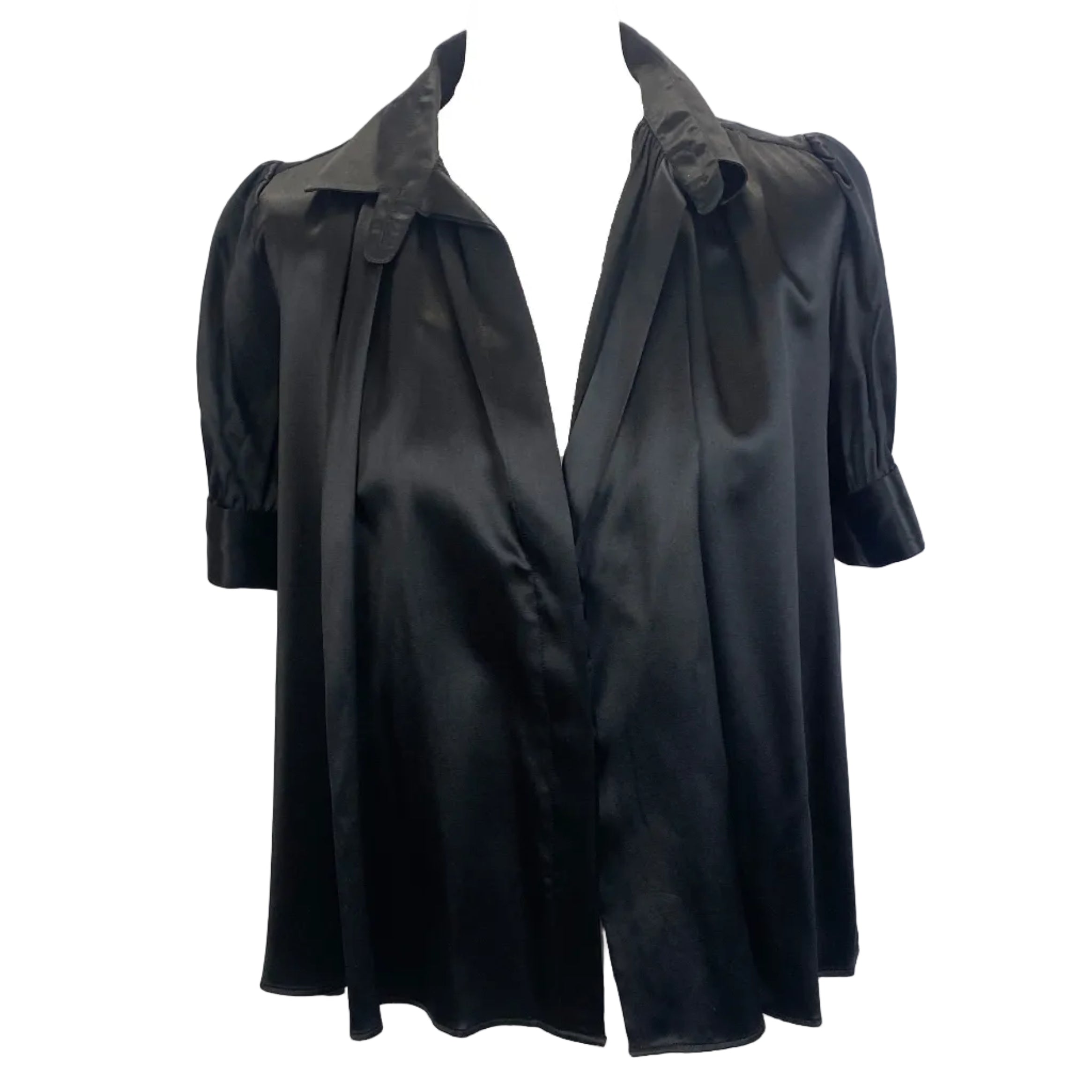 Noir Black Silk Satin Swing Shirt S