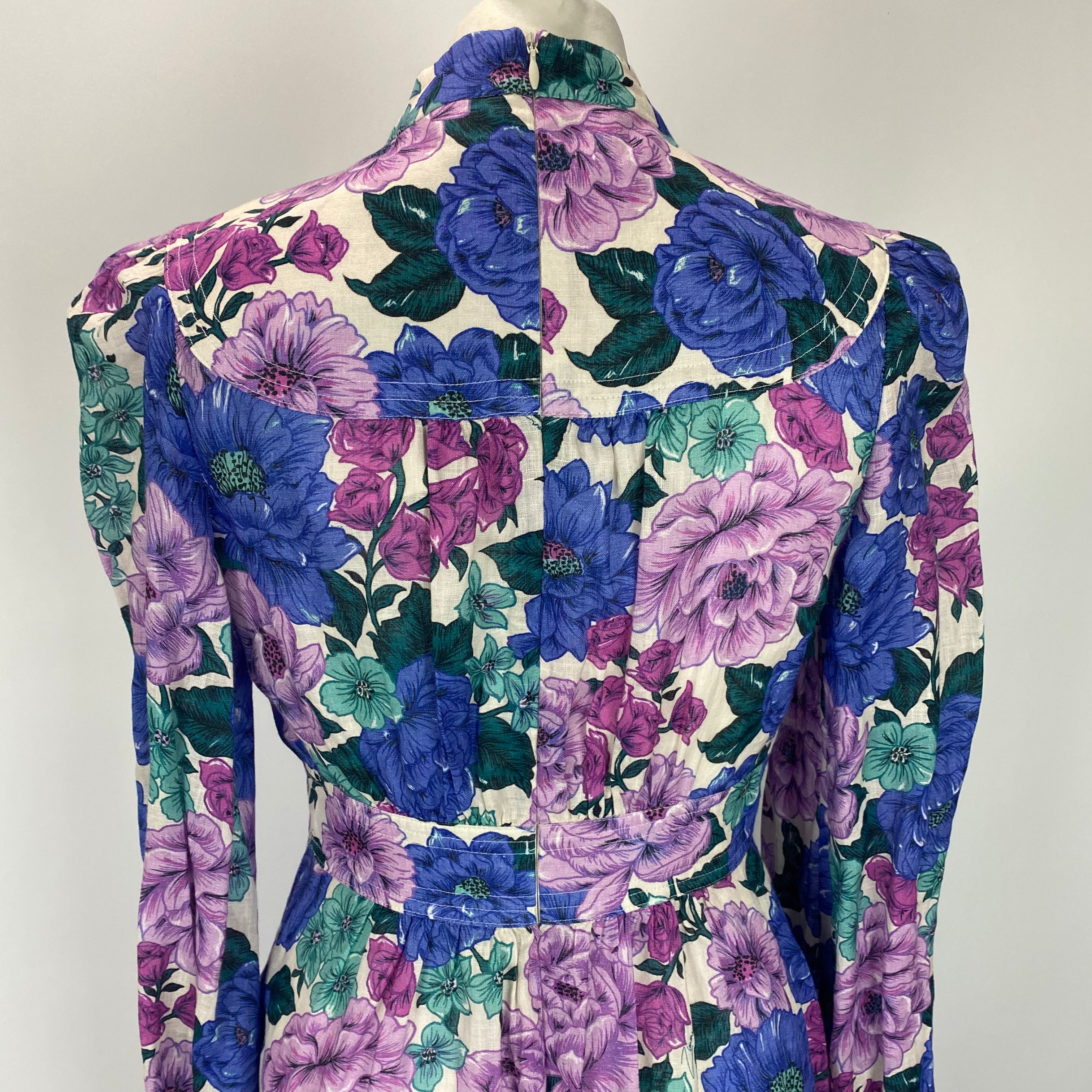 Zimmermann New Violet & Blue Poppy Plunge Linen Midi Dress S