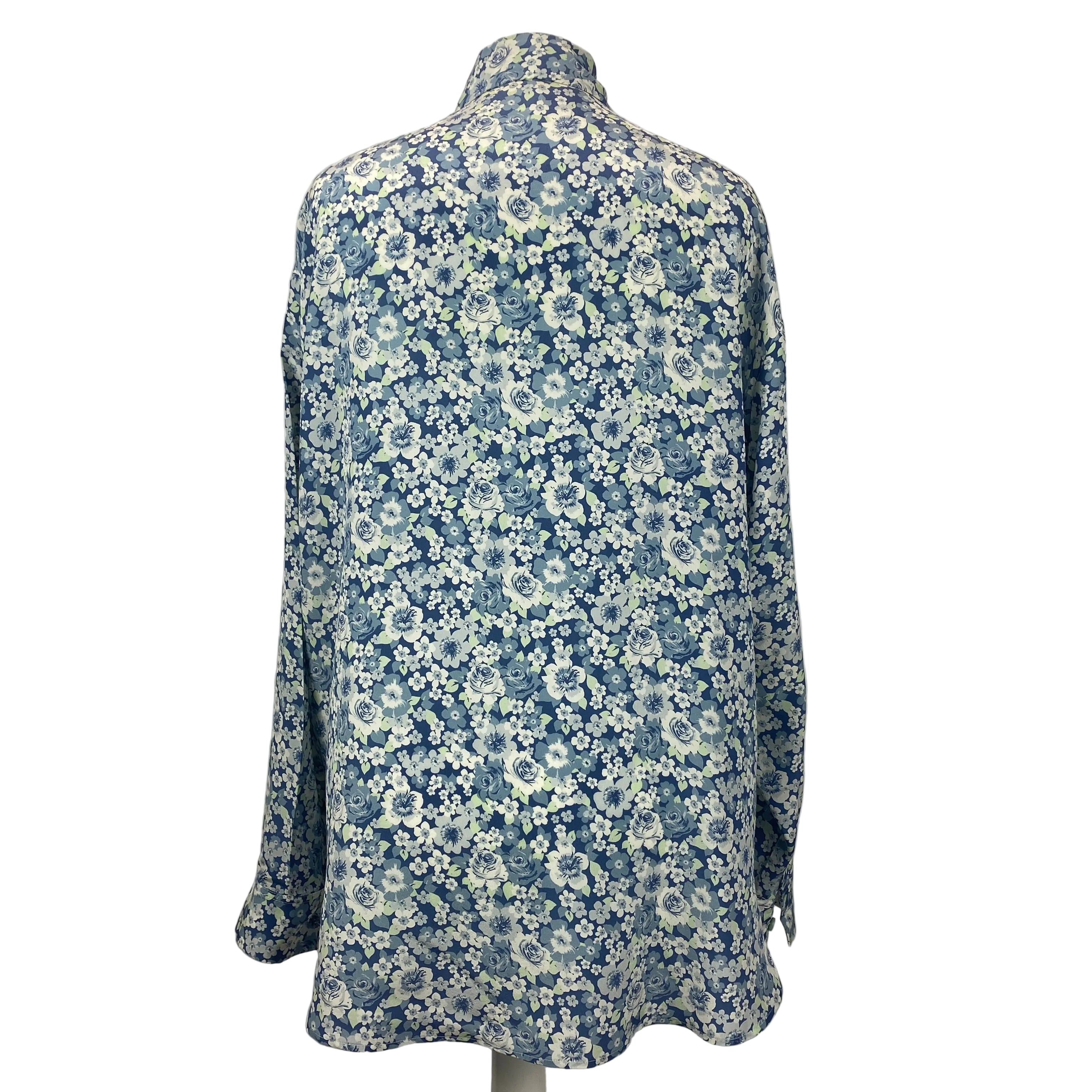 Stella McCartney Blue Floral Silk Crepe Shirt XS/S/M