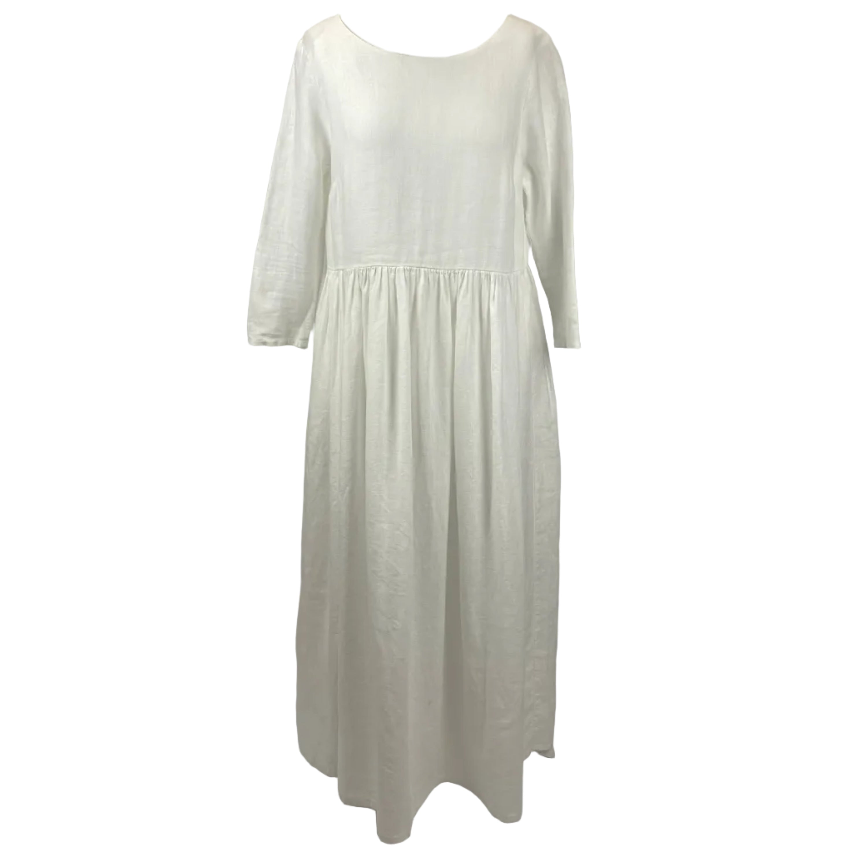 Bottega Egnazia New £420 Ecru Linen Maxi Dress S/M