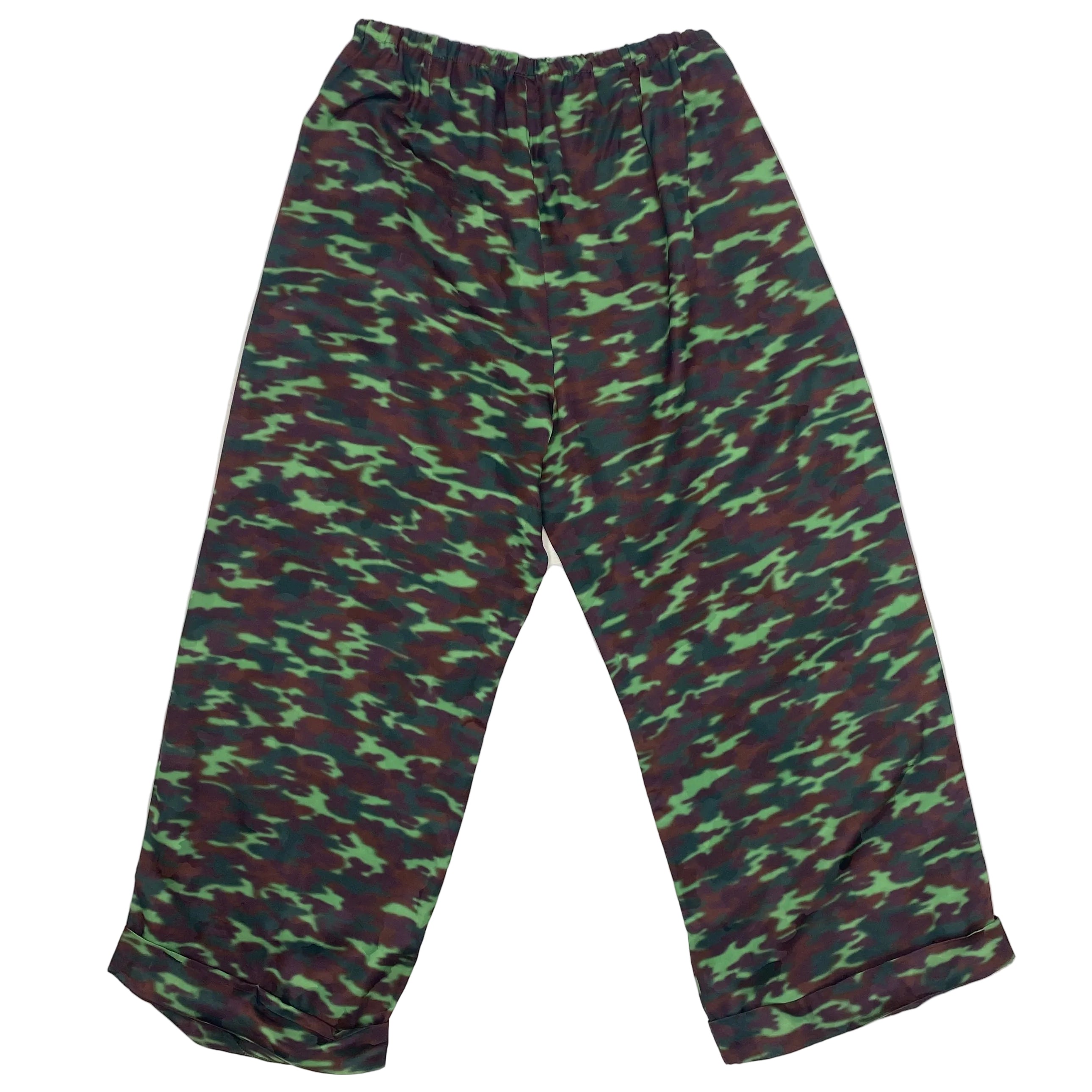 Dries Van Noten Camo Satin Pull-On Palazzo Pants M