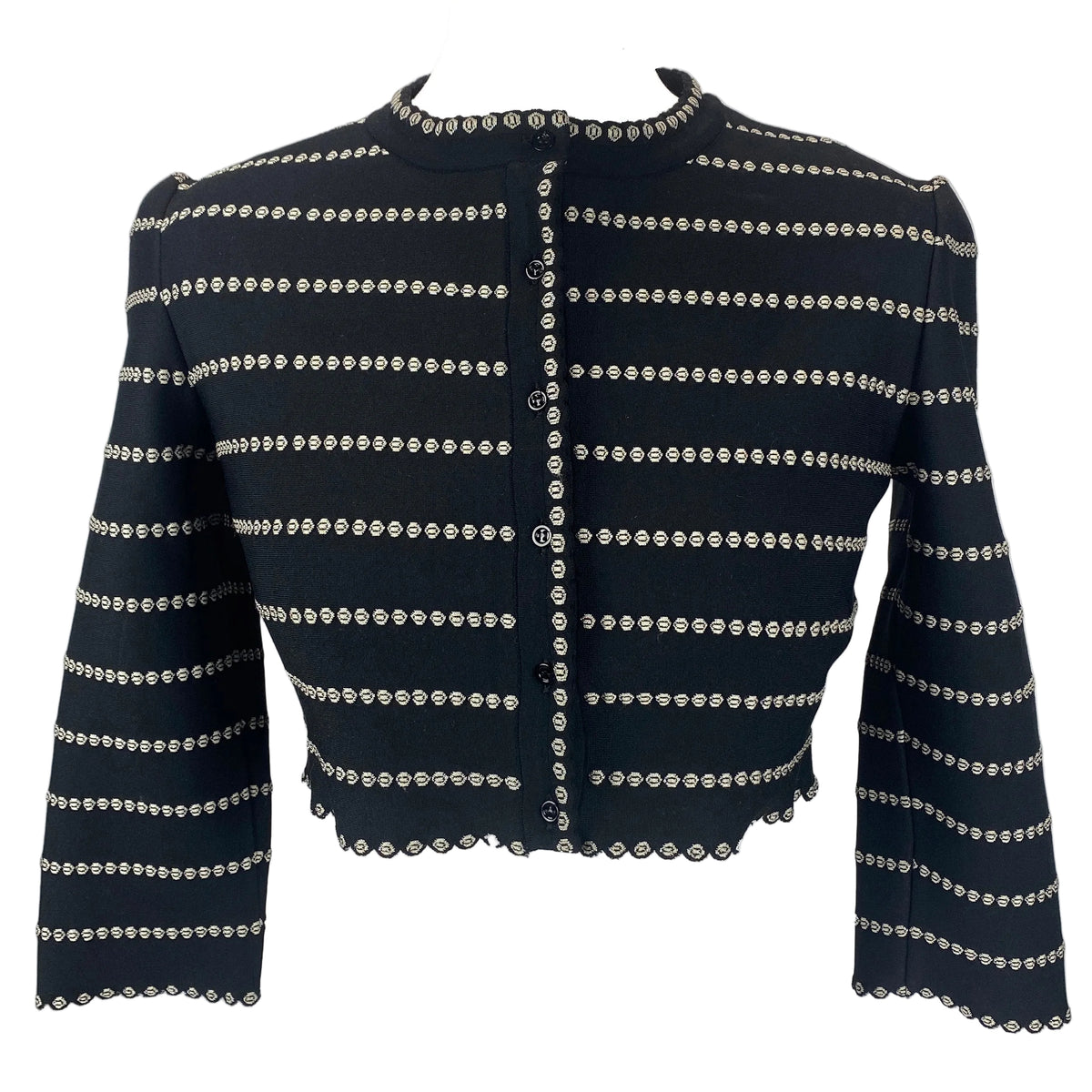 Alaia £1250 Black & White Knit Crop Cardigan M