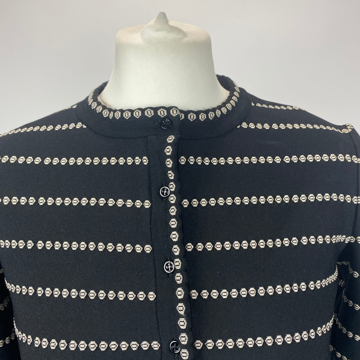Alaia £1250 Black & White Knit Crop Cardigan M