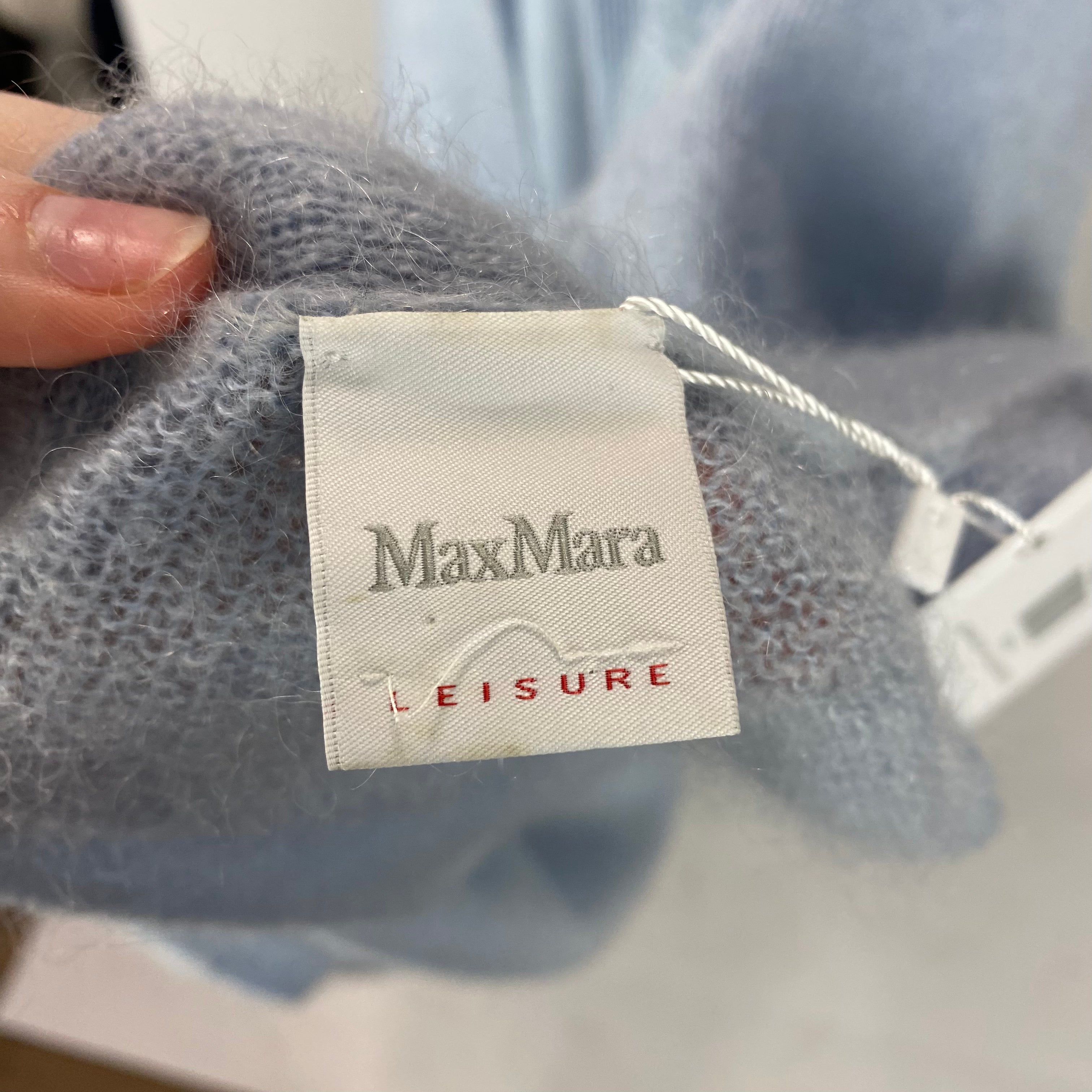 Max Mara Baby Blue Fluffy Knit Longline Cardigan S/M