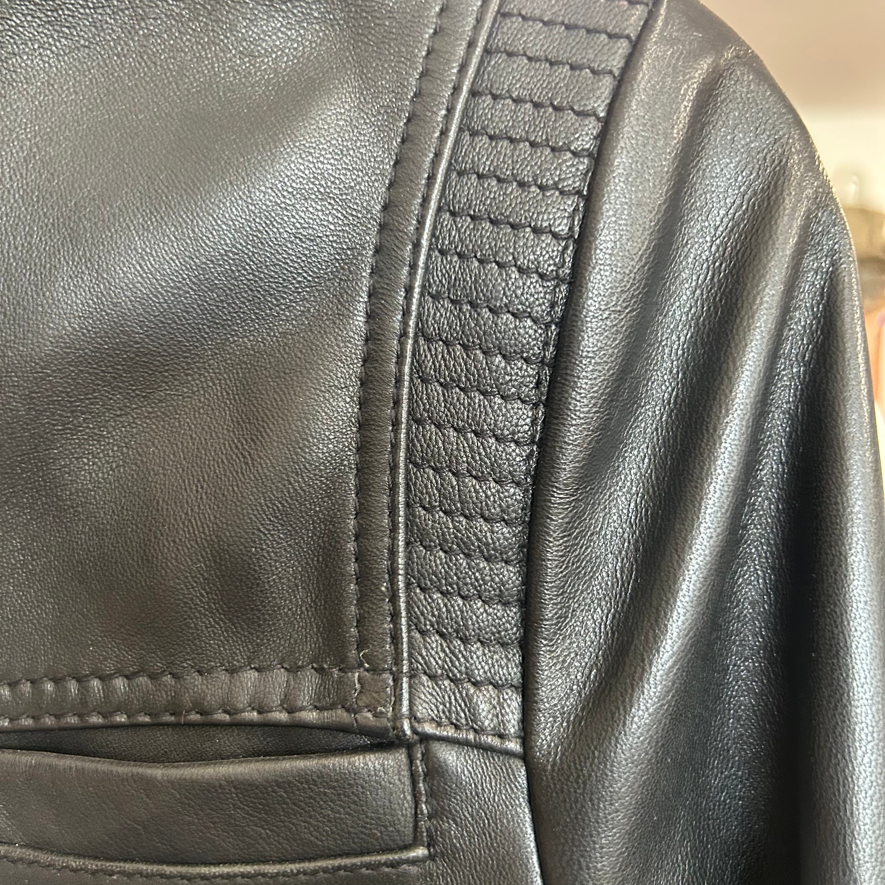 Gerard Darel £545 Black Lambs Leather Collarless Jacket XS