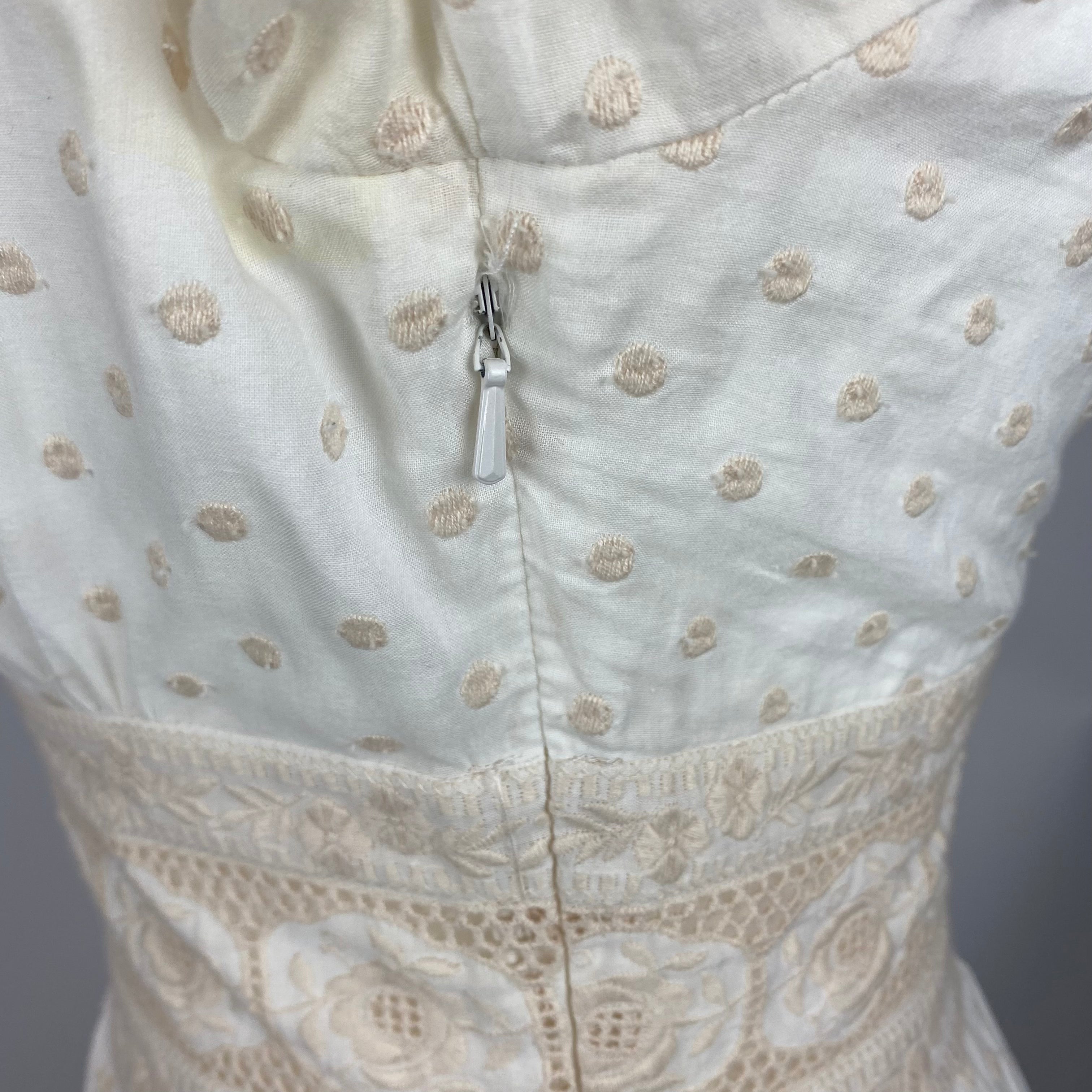 Zimmermann Cream Dotty Embroidered Cotton Midi Dress S