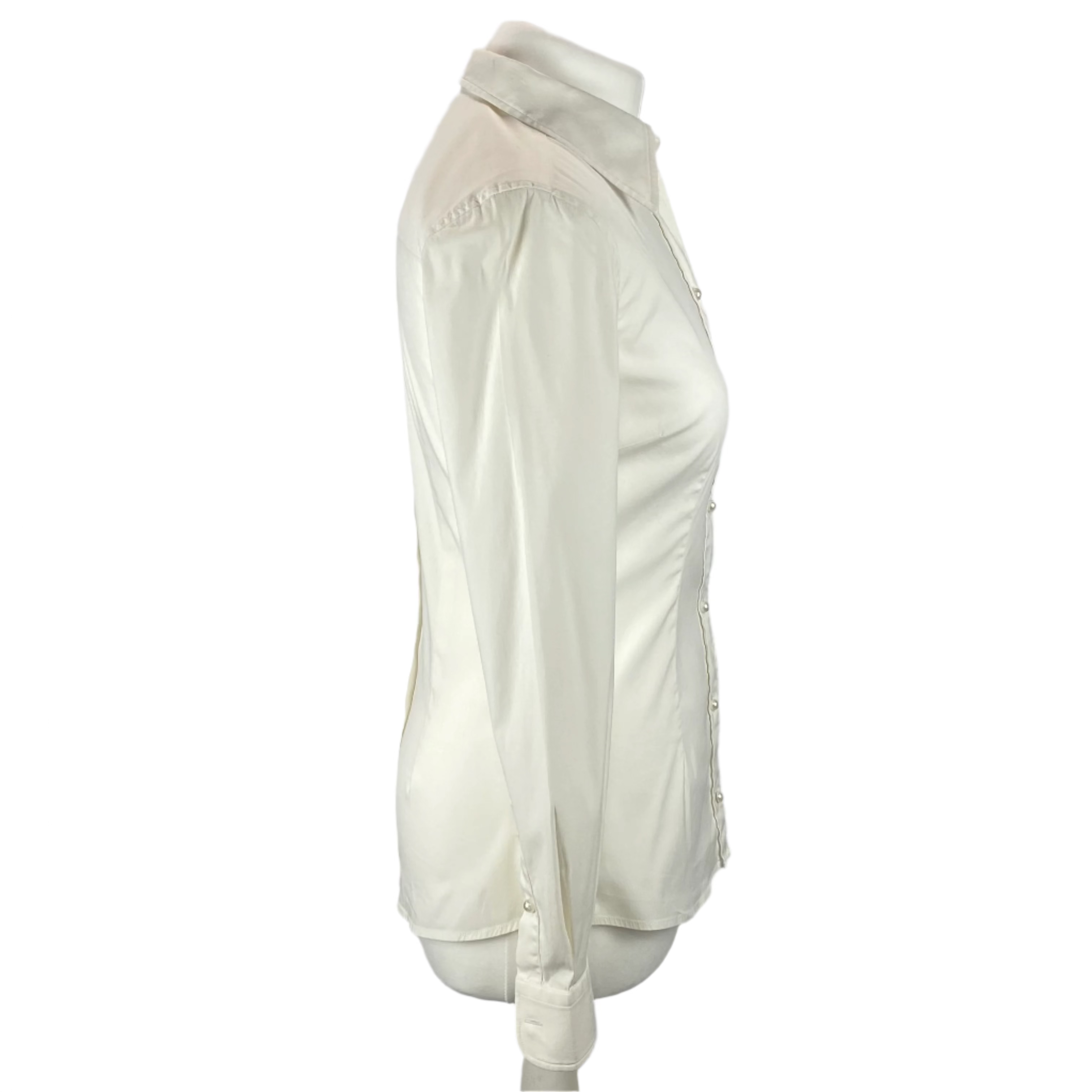 Dolce & Gabbana Cream Stretch Cotton Pearly Shirt XS