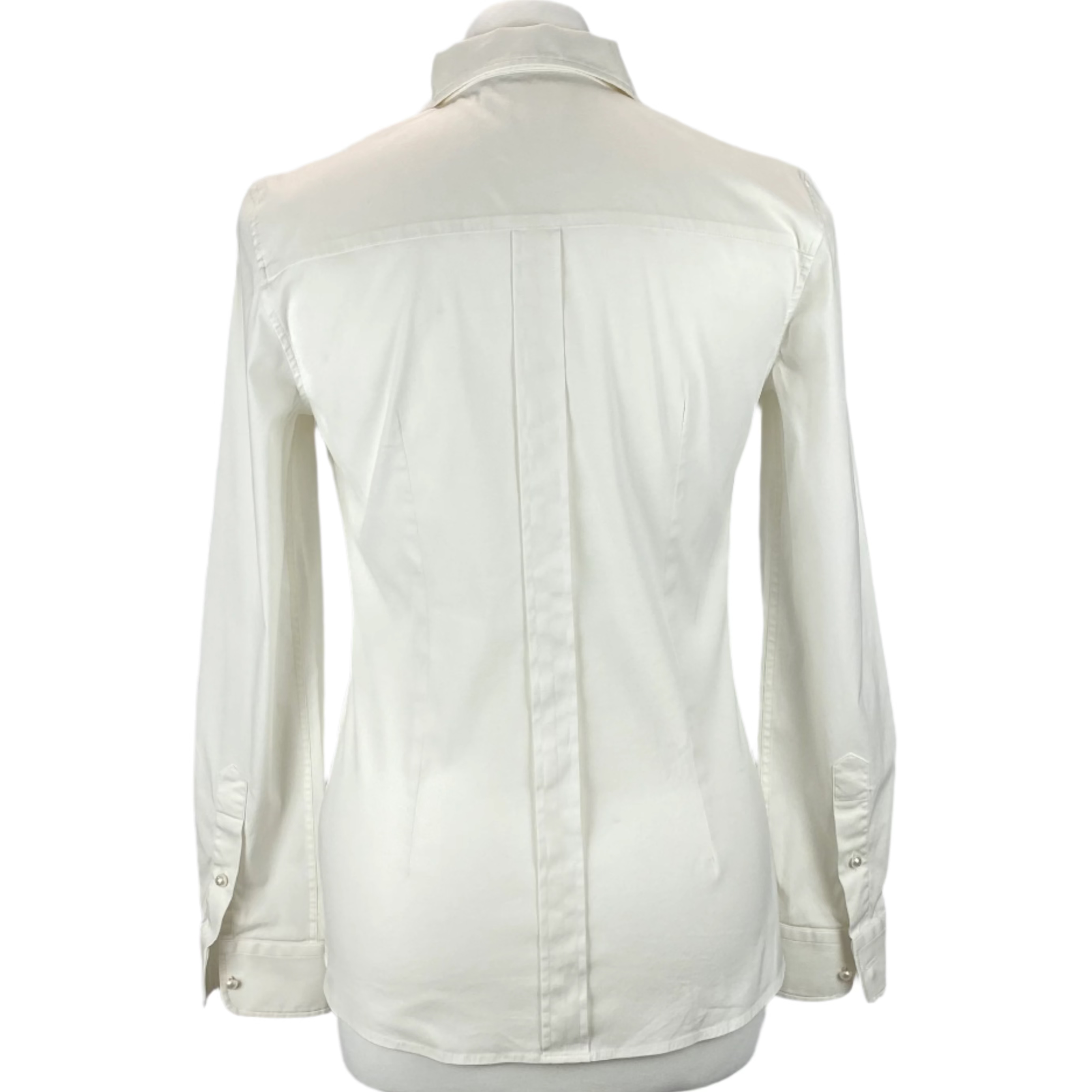 Dolce & Gabbana Cream Stretch Cotton Pearly Shirt XS