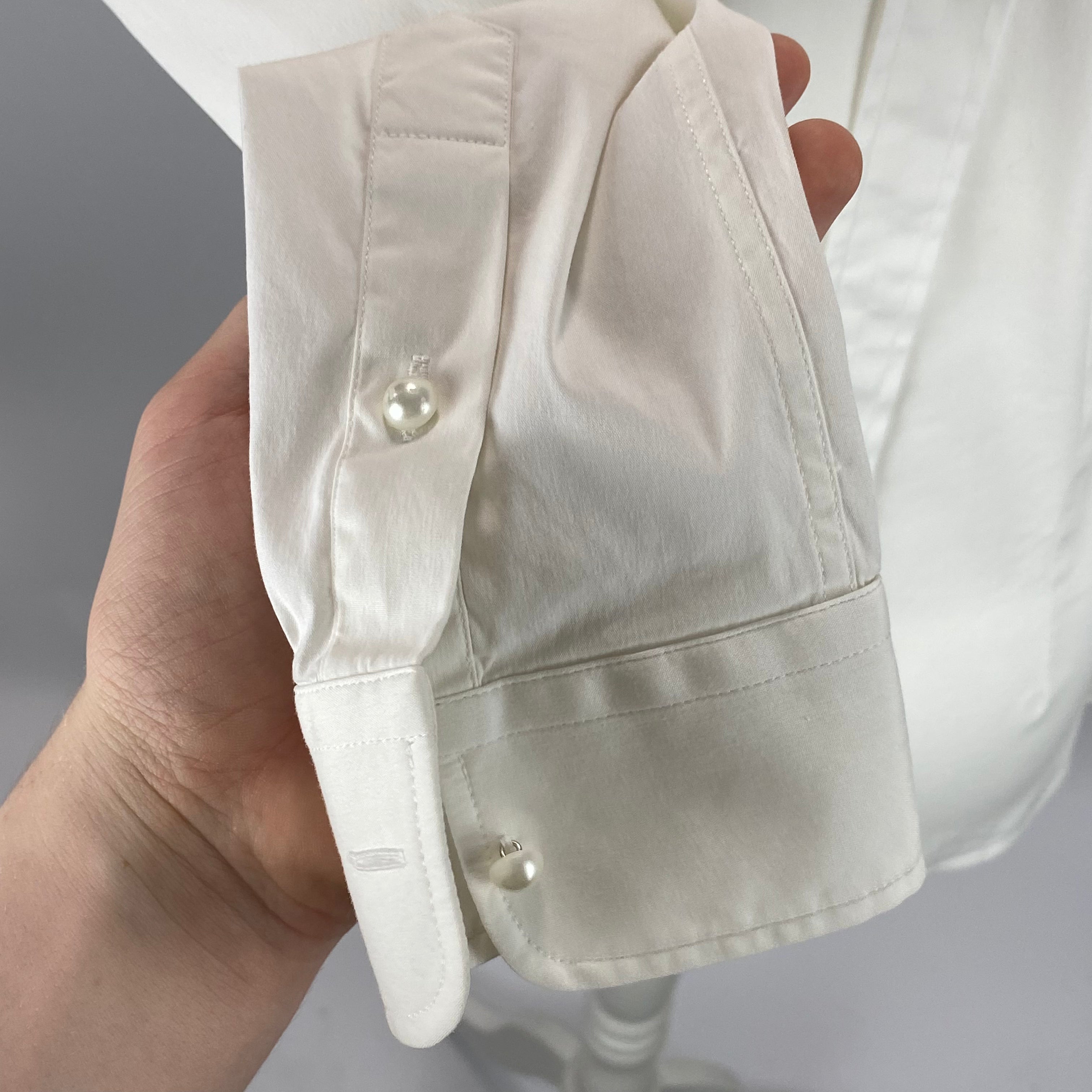 Dolce & Gabbana Cream Stretch Cotton Pearly Shirt XS