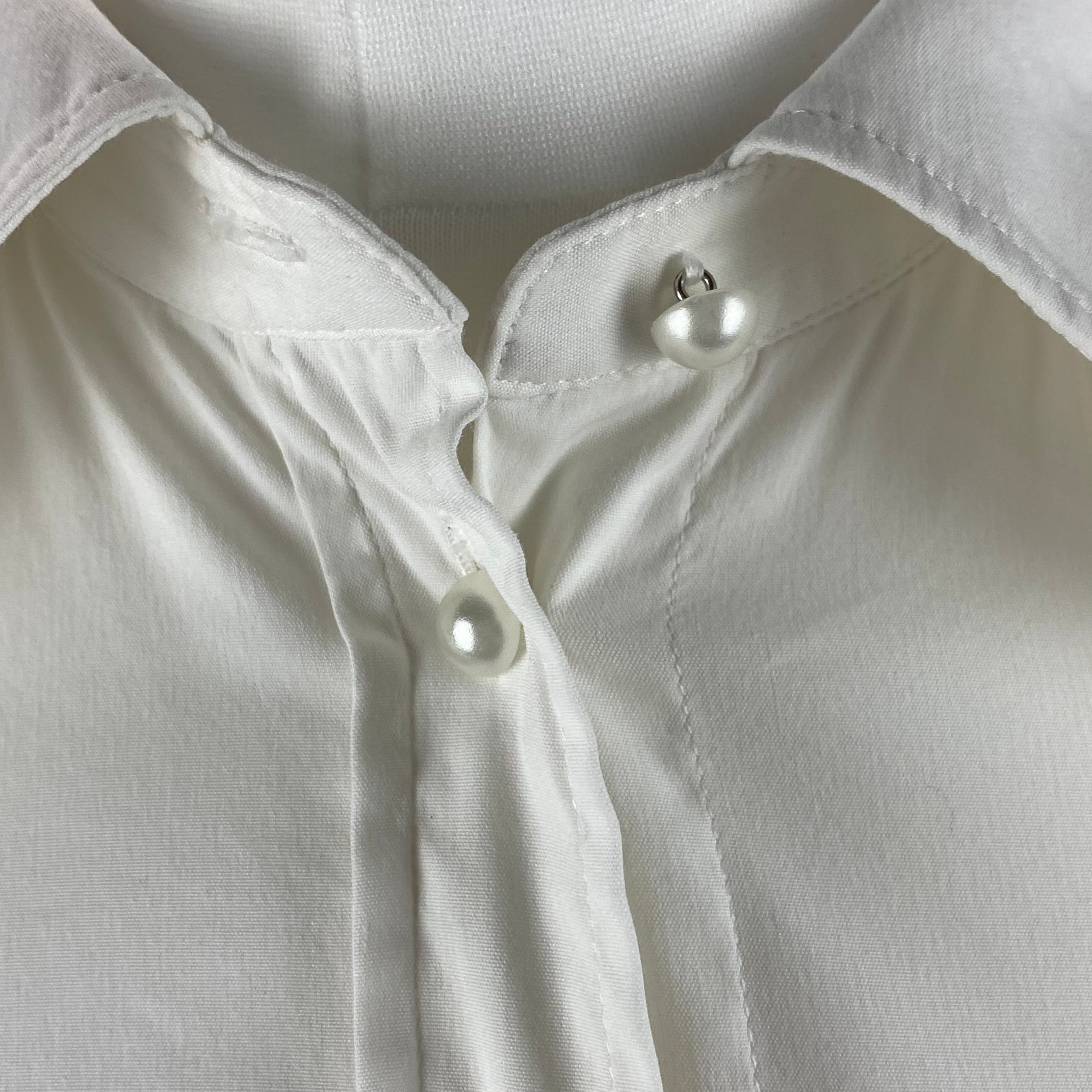 Dolce & Gabbana Cream Stretch Cotton Pearly Shirt XS