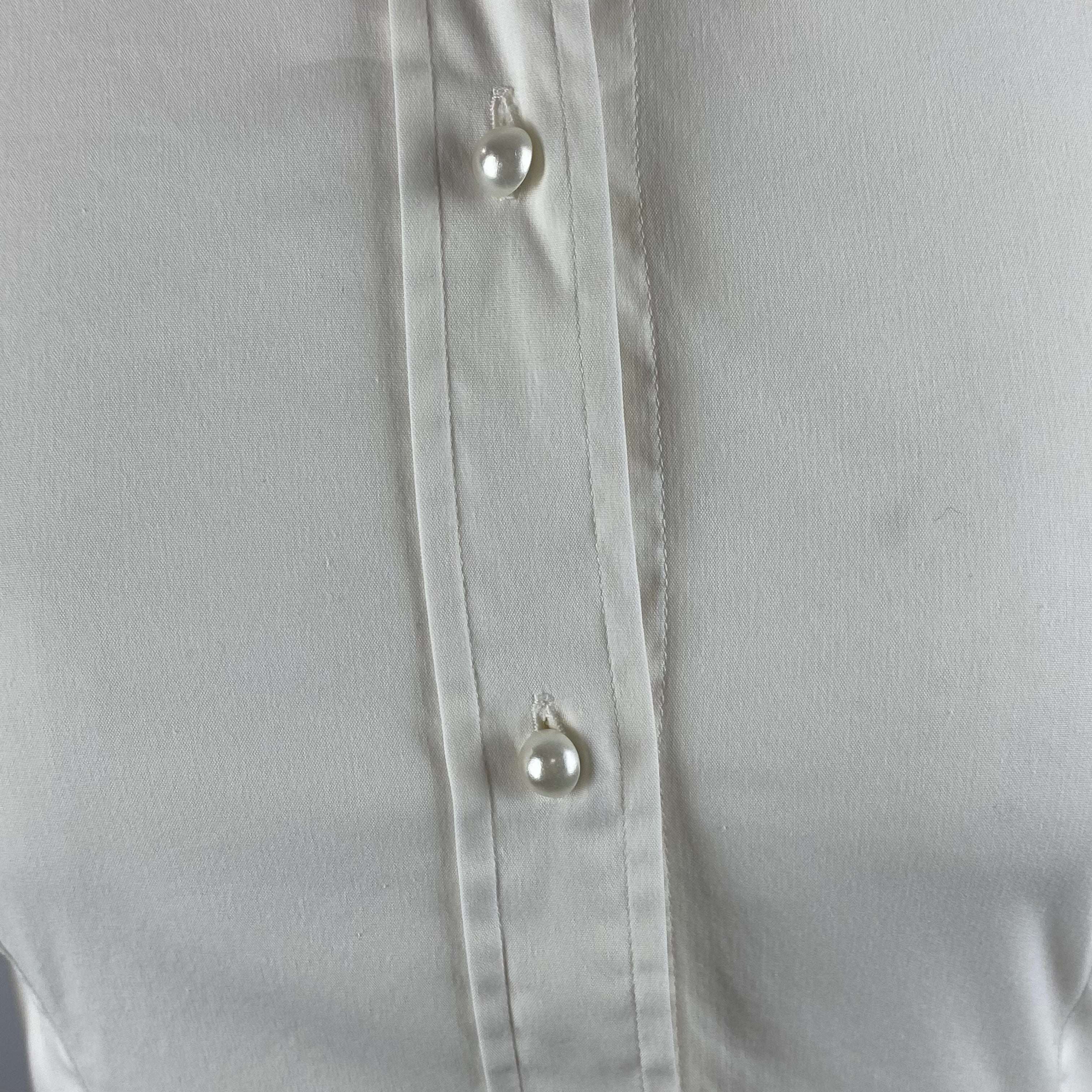 Dolce & Gabbana Cream Stretch Cotton Pearly Shirt XS
