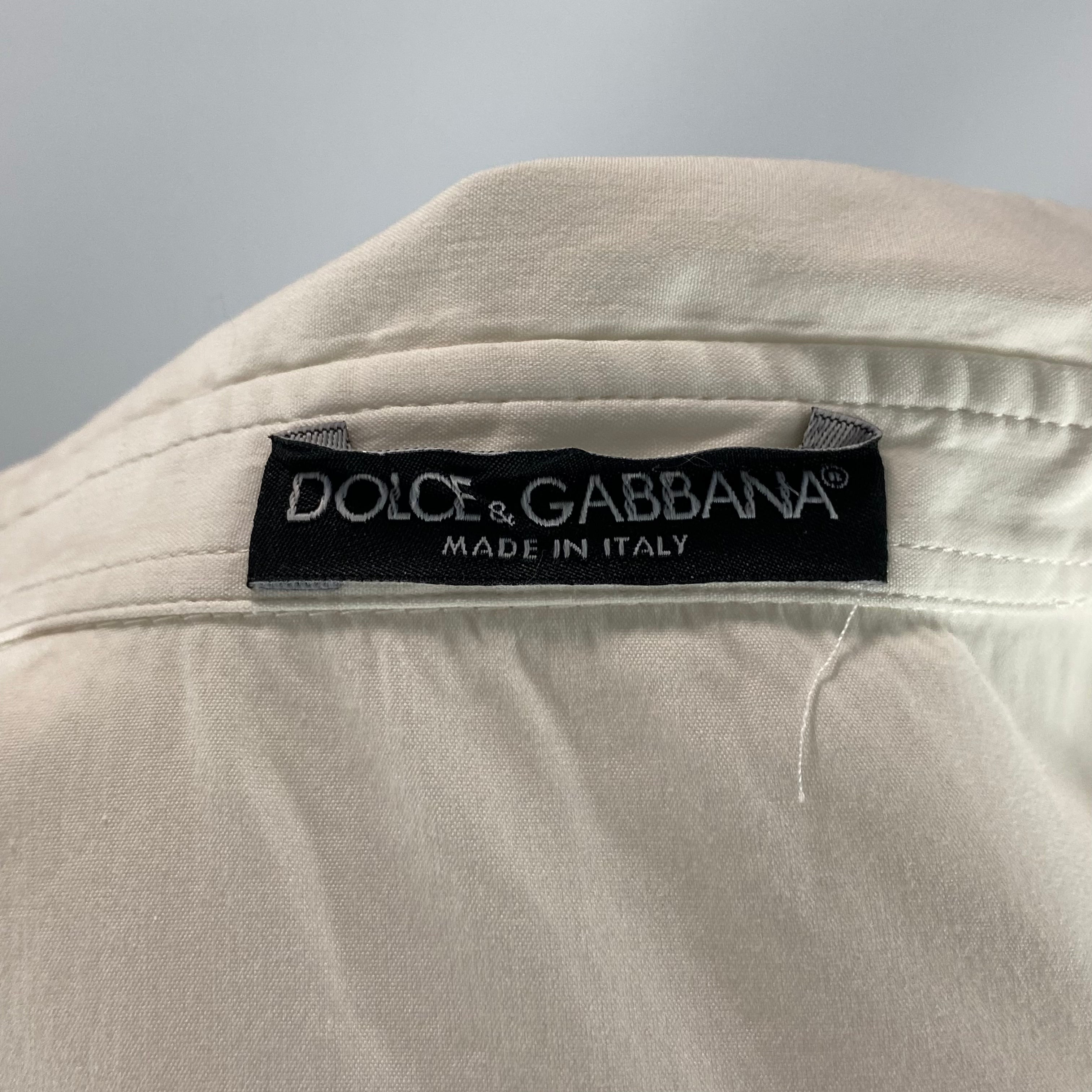 Dolce & Gabbana Cream Stretch Cotton Pearly Shirt XS
