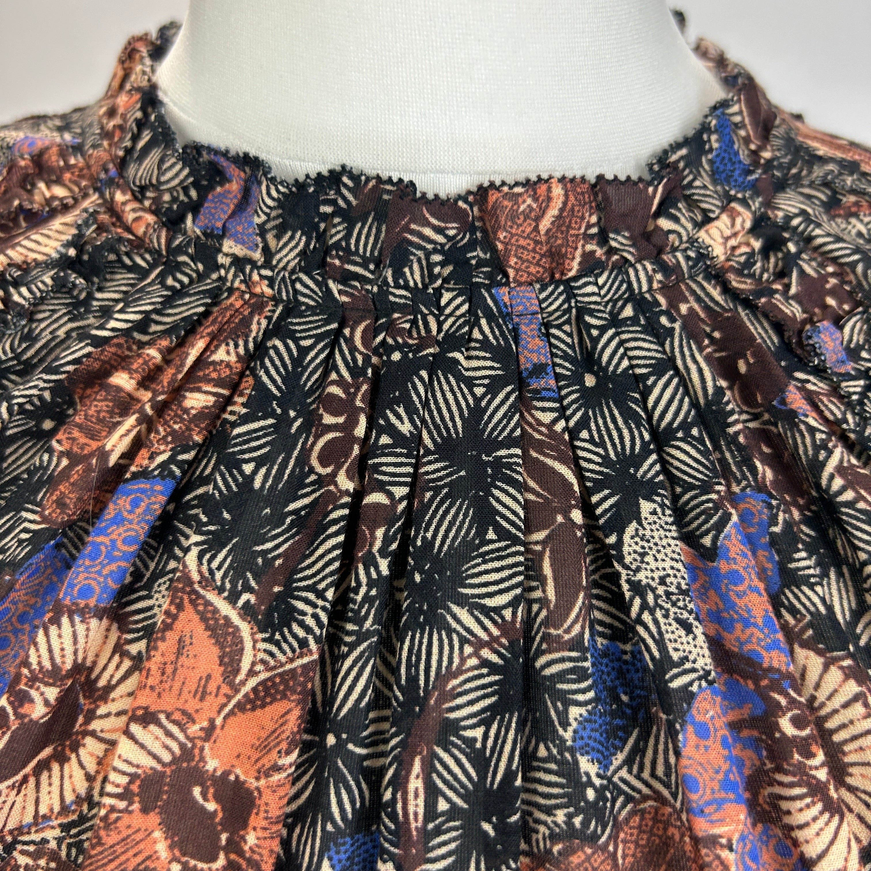Ulla Johnson Black & Plaster Batik Cotton Midi Dress XS
