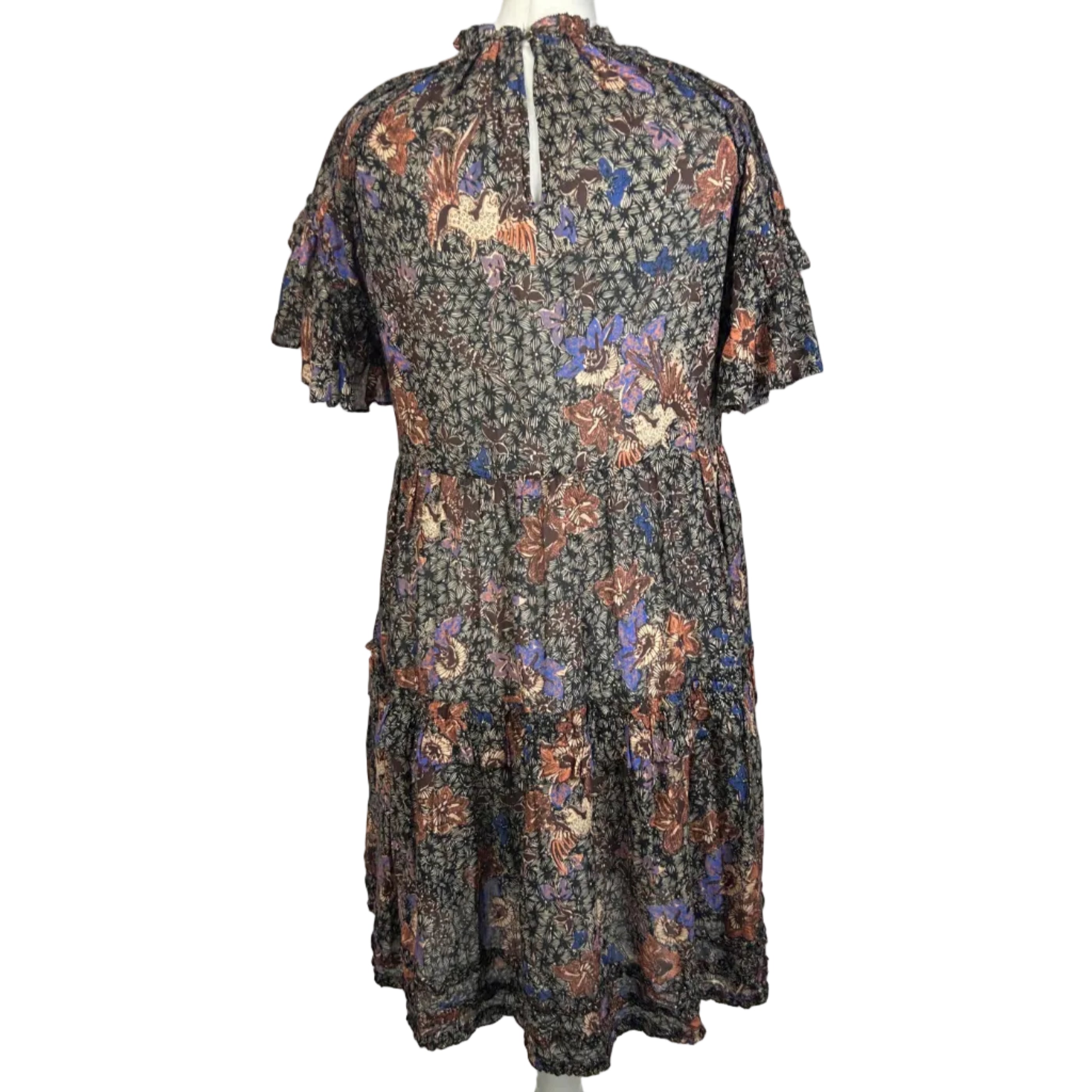Ulla Johnson Black & Plaster Batik Cotton Midi Dress XS