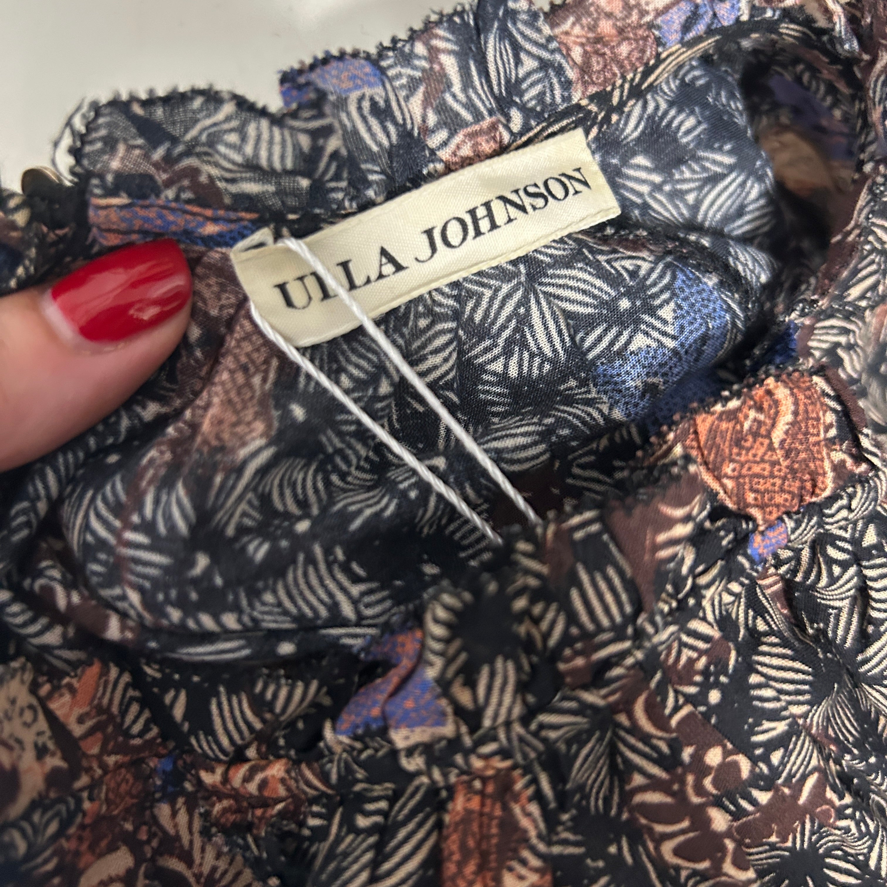 Ulla Johnson Black & Plaster Batik Cotton Midi Dress XS