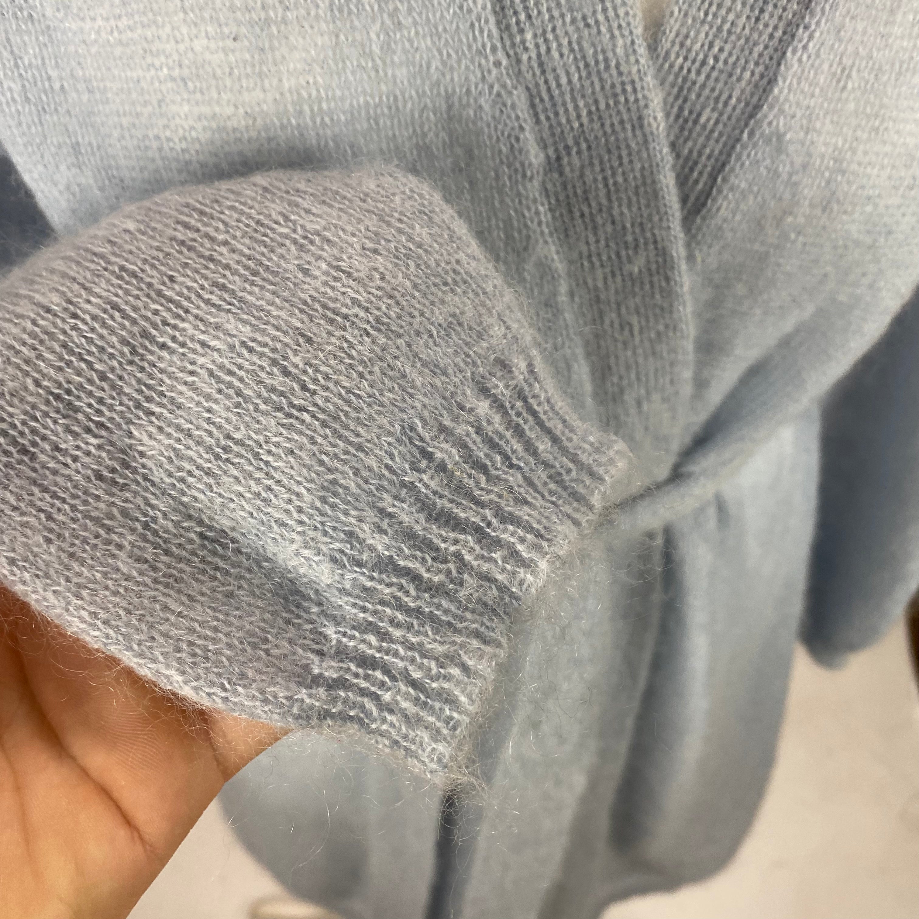 Max Mara Baby Blue Fluffy Knit Longline Cardigan S/M