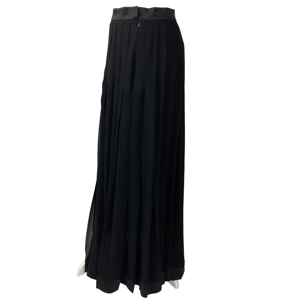 Emma Willis of Jermyn St Black Silk Chiffon Pleated Maxi Skirt S