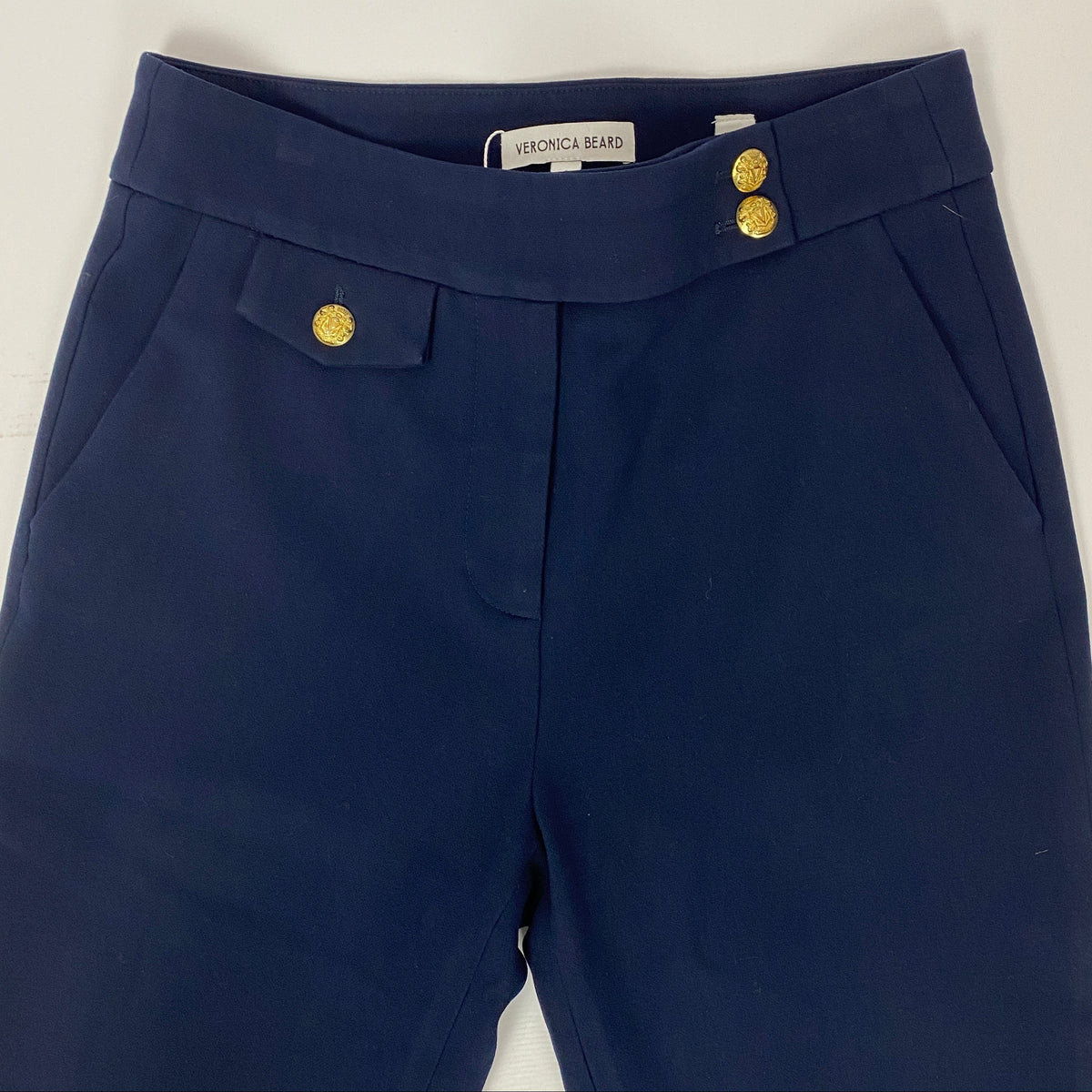 Veronica Beard Navy Thick Jersey Crop Tapered Trousers XS