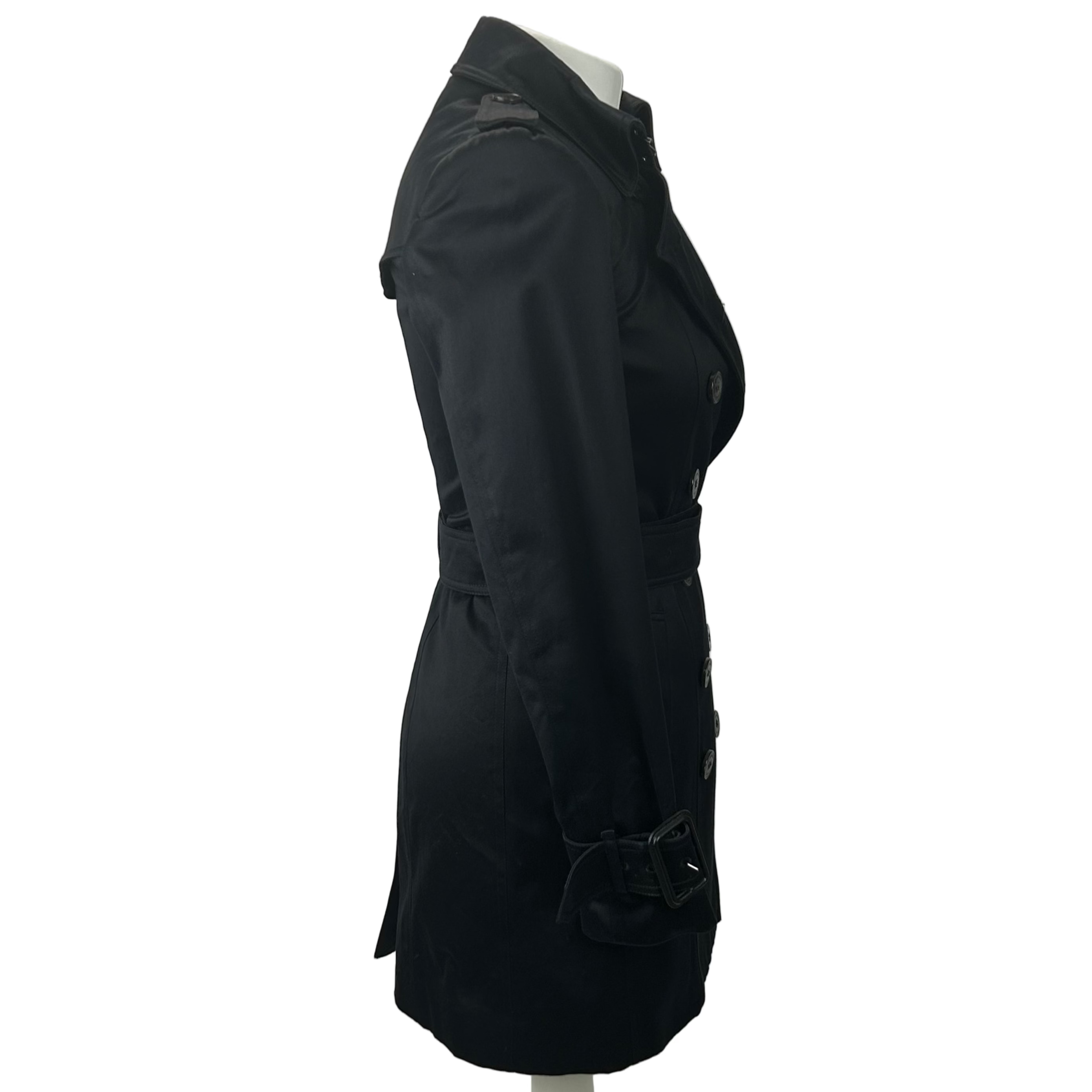 Burberry Brand New £1790 Black Classic Short Kensington Trench Coat XXS