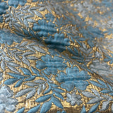 Prada Baby Blue & Gold Brocade Midi Dress L