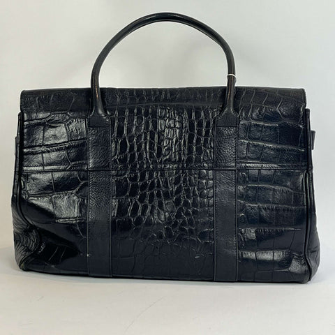Mulberry Black Embossed Leather Large Heritage Bayswater Bag