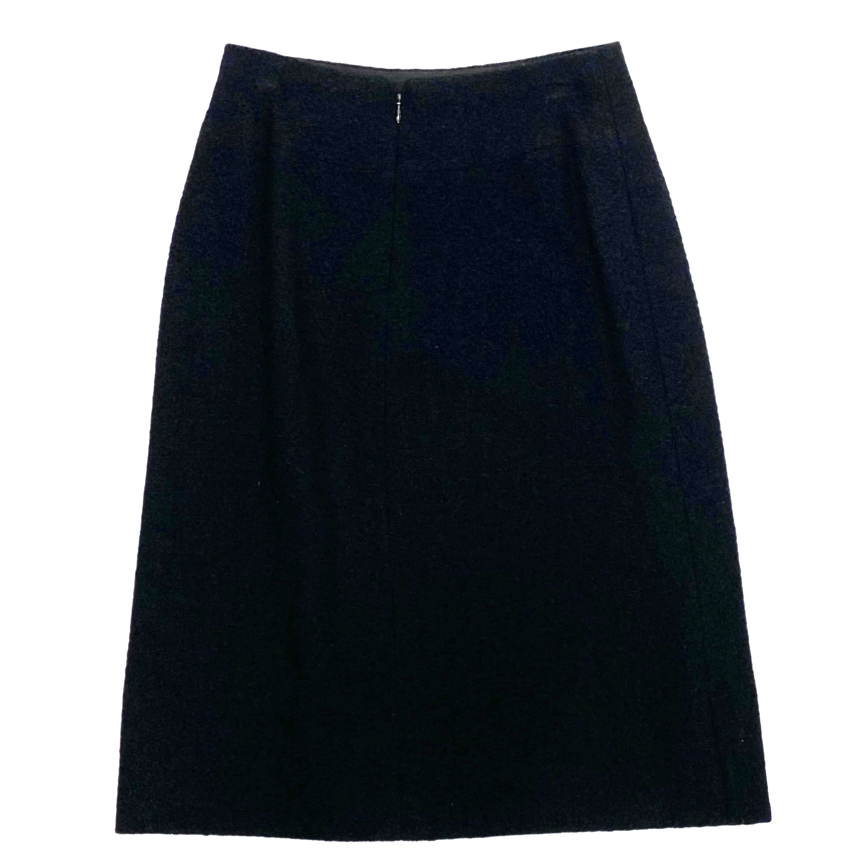 Chanel Classic Black Boucle Wool Pencil Skirt XXS