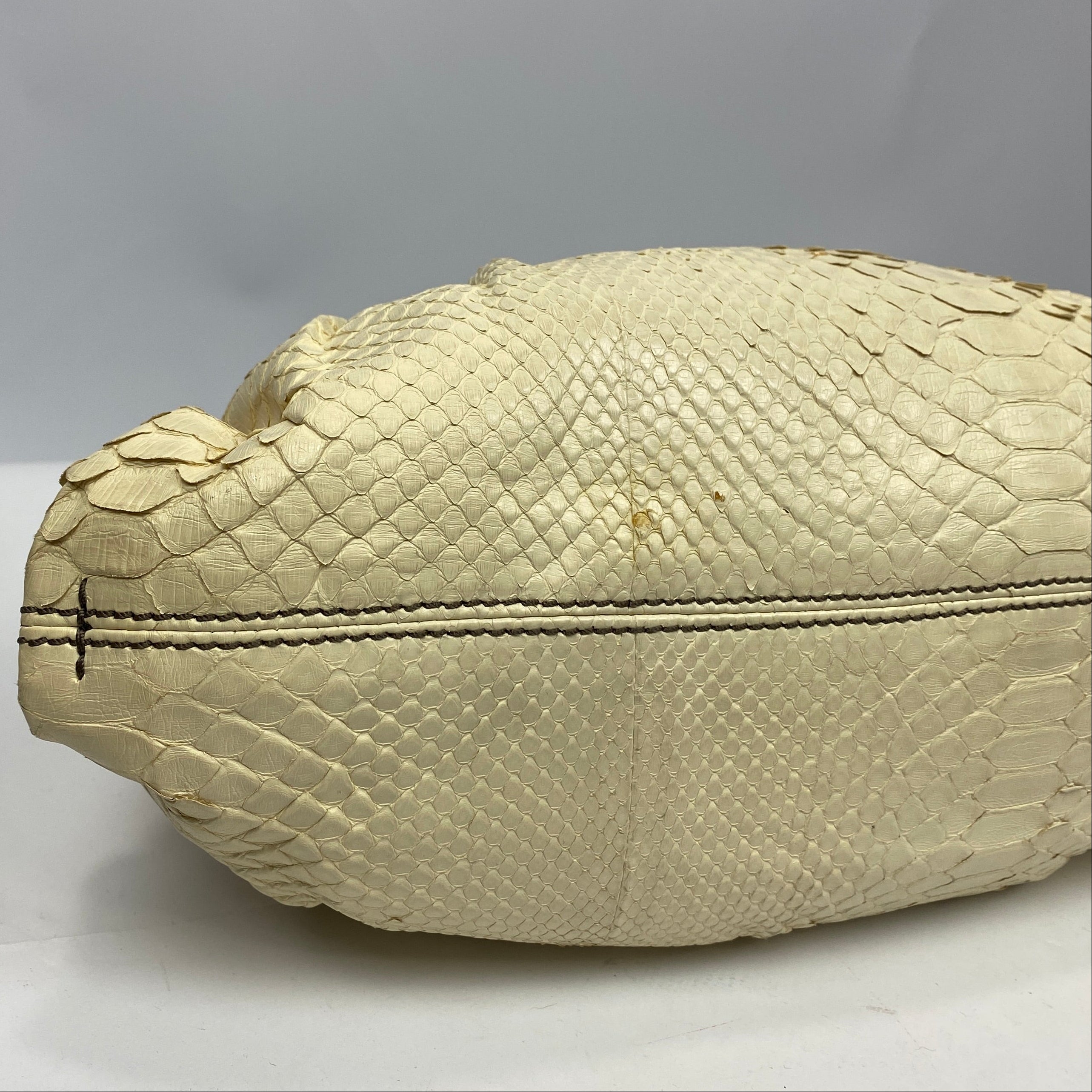 Zagliani Deep Cream Python Chain Handle Shoulderbag