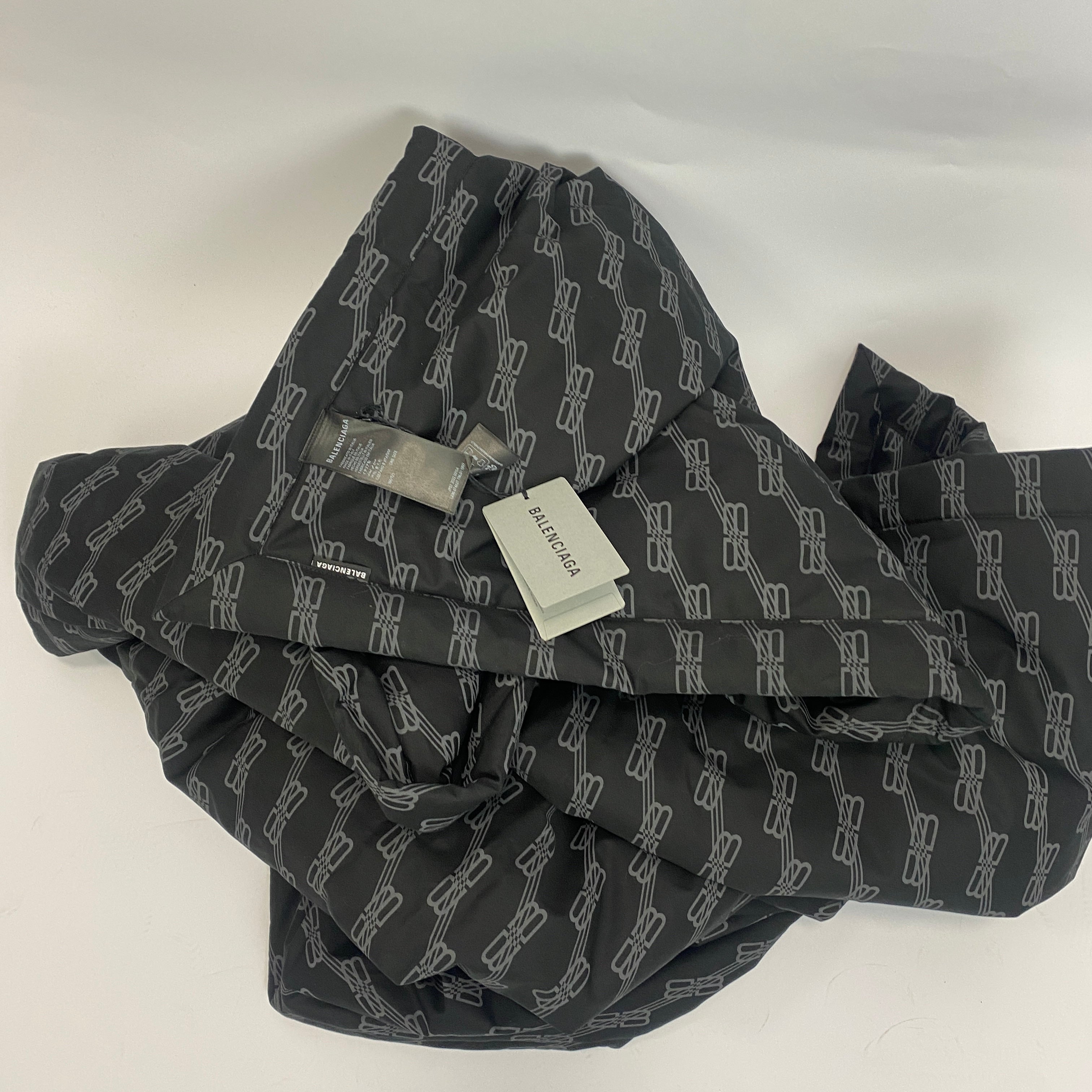 Balenciaga Black Logo Cotton Quilted Blanket