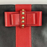 Christian Louboutin Black & Red Bow Detail Clutch Bag