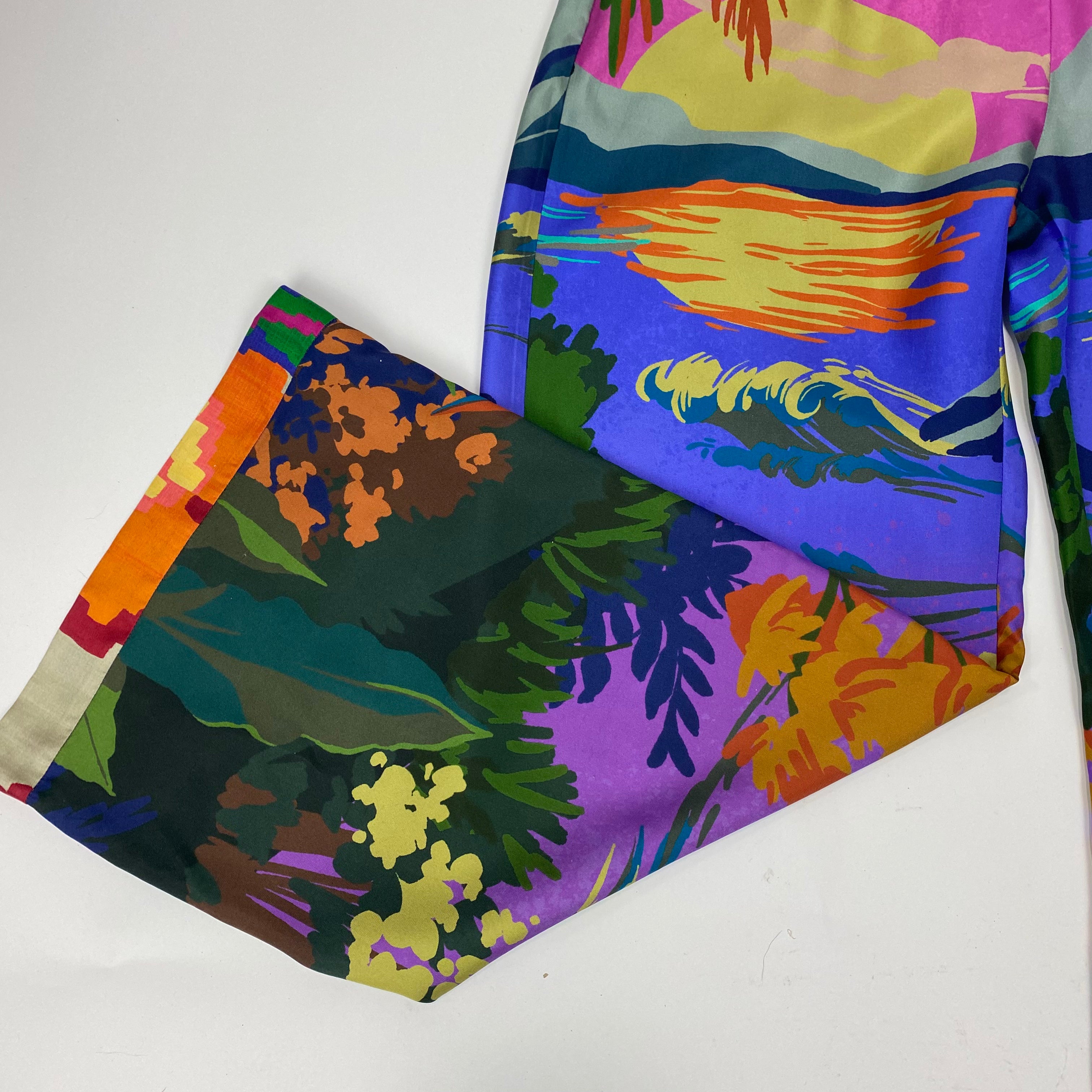 Munthe £295 Multicolour Painted Silk Crop Pants XS/S