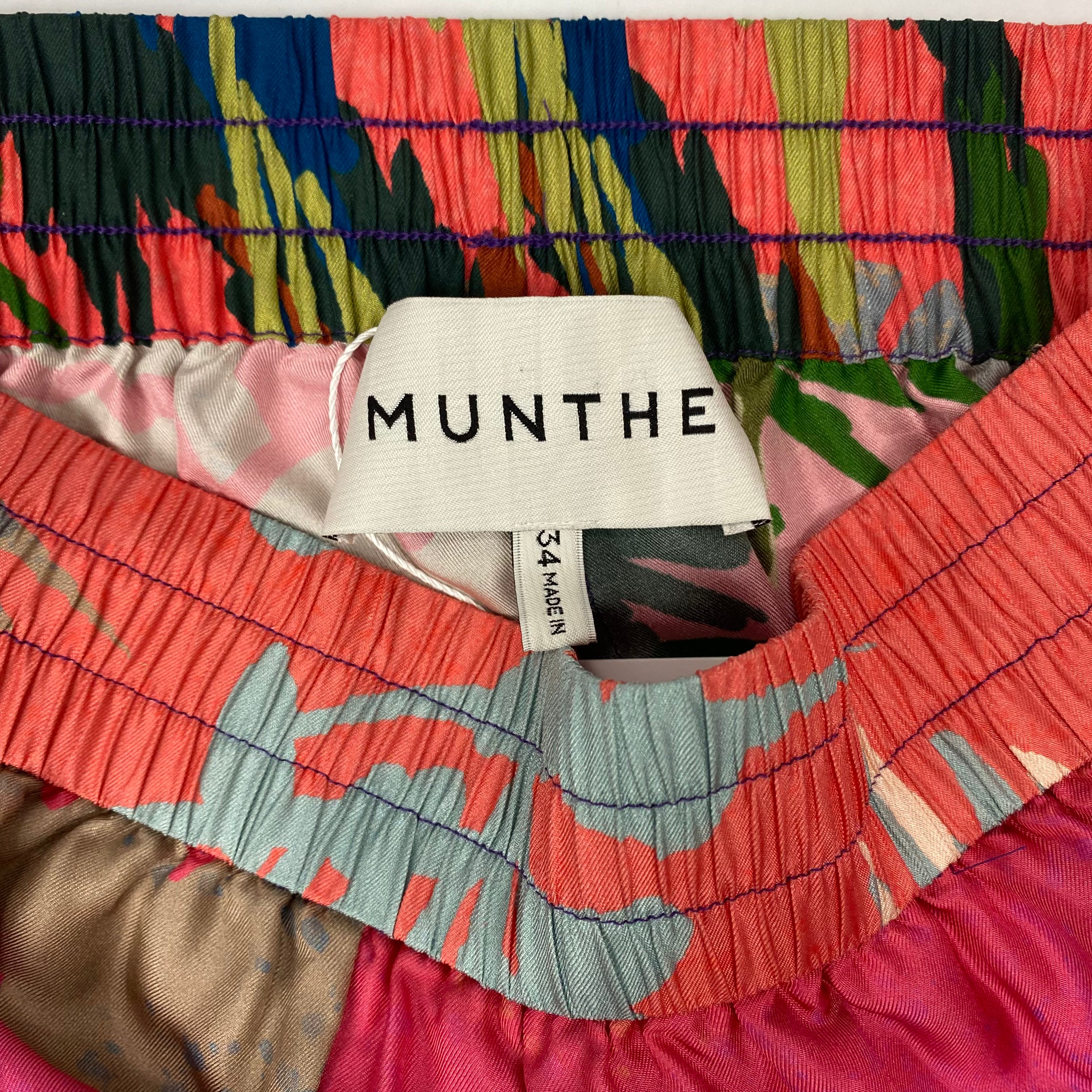 Munthe £295 Multicolour Painted Silk Crop Pants XS/S