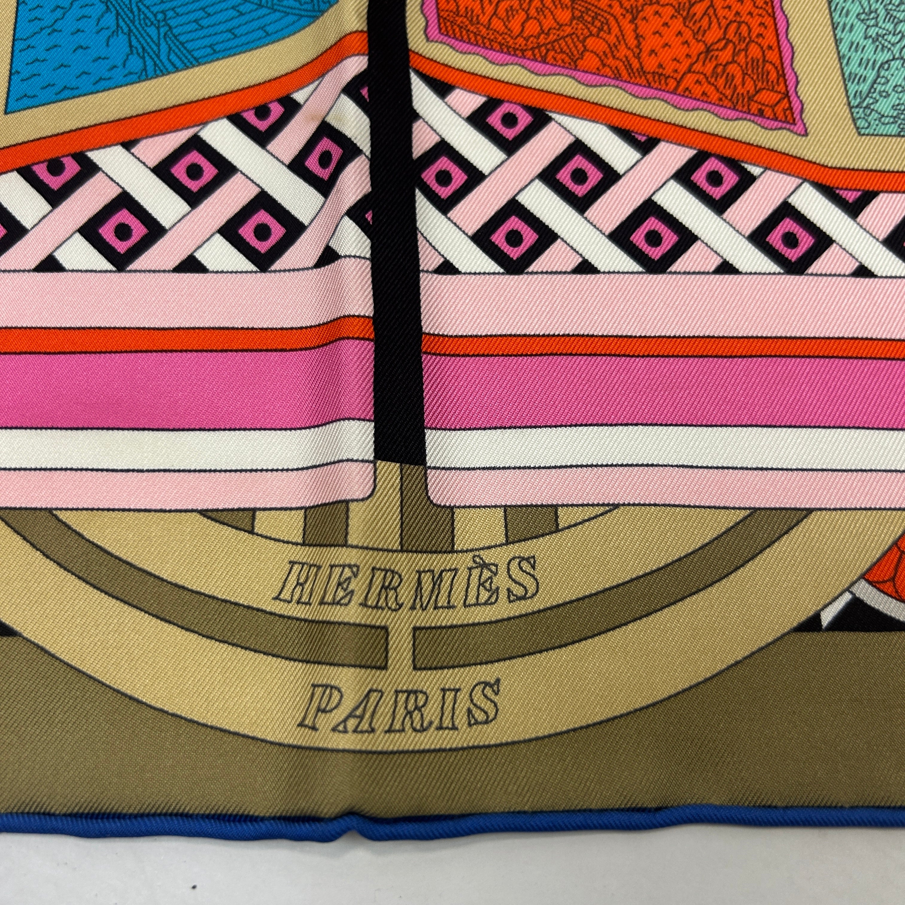 Hermes Le Tour Du Monde En 63 Cases Silk Twill 90 Scarf