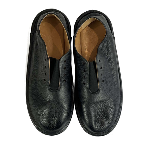 Marsell Brand New £488 Black Leather Slip-On Flats 38