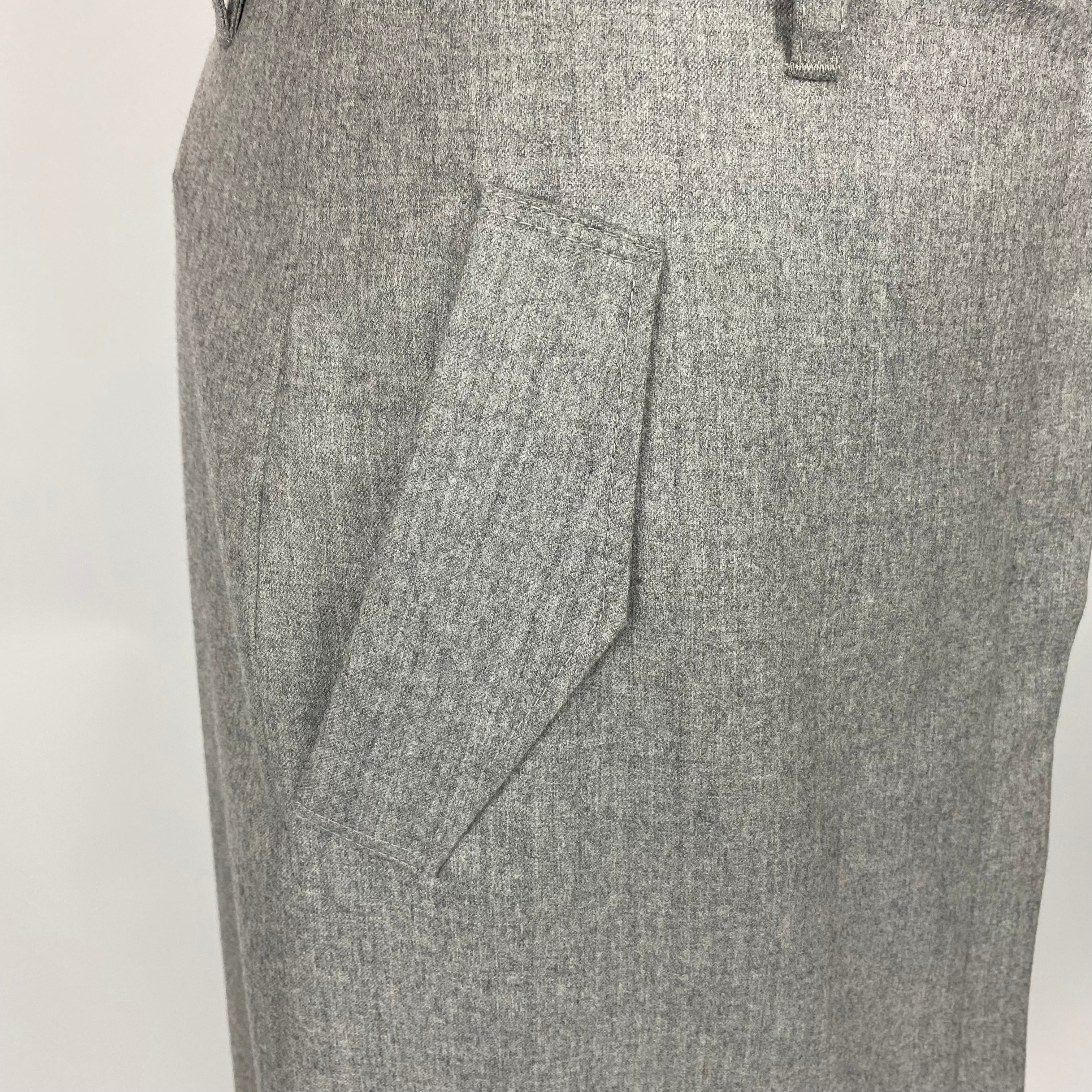 Brunello Cucinelli Grey Wool Straight Midaxi Skirt S