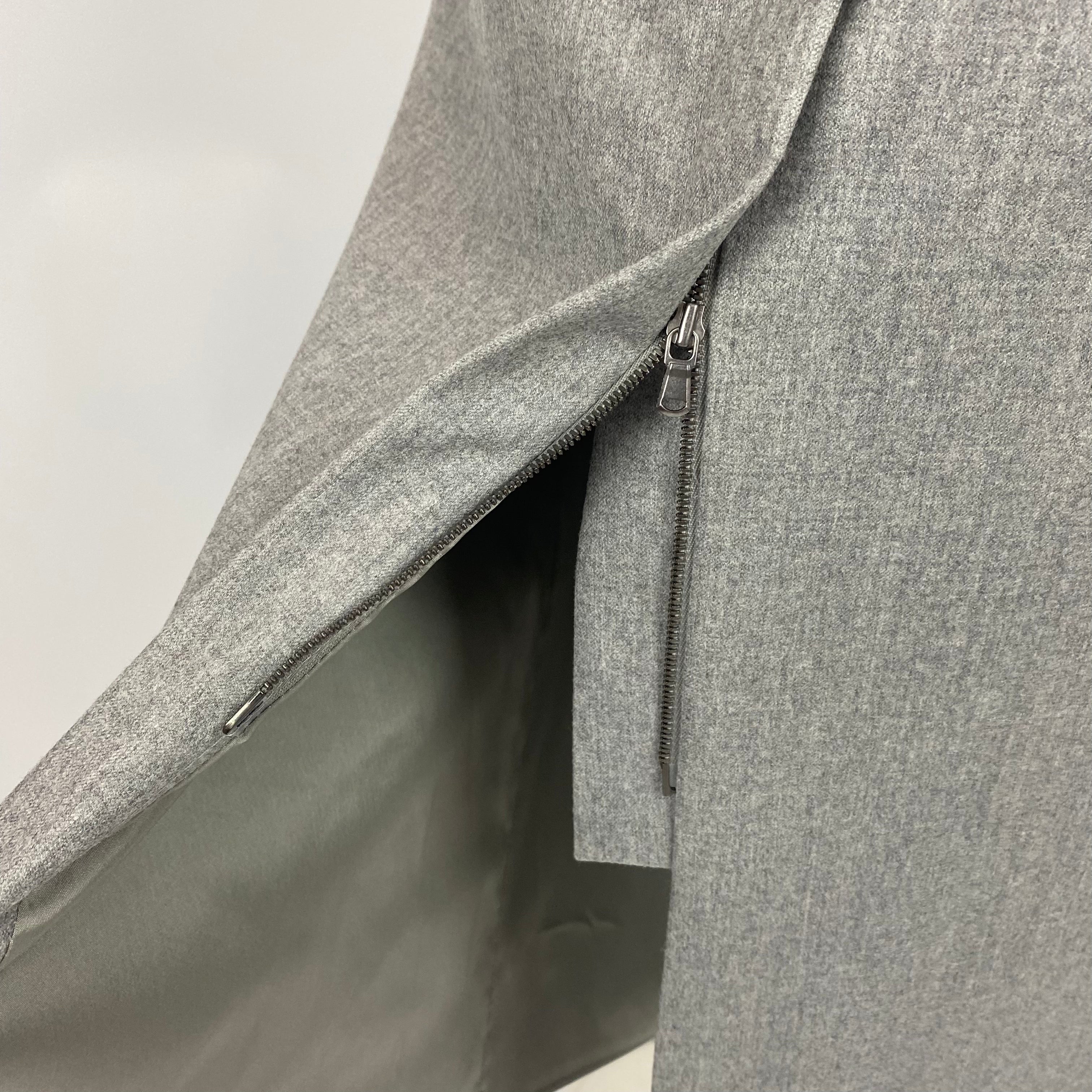 Brunello Cucinelli Grey Wool Straight Midaxi Skirt S