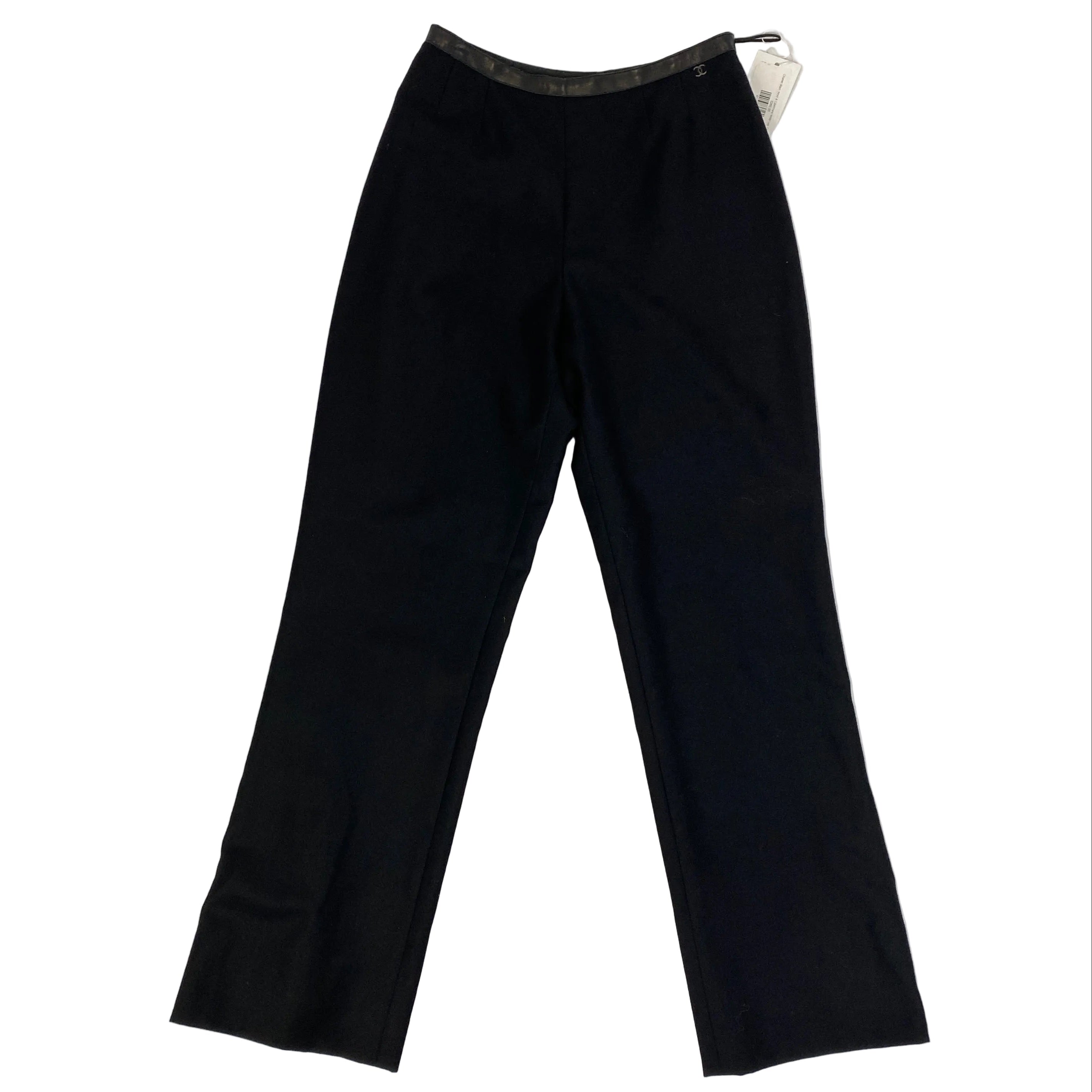 Chanel Black Wool & Cashmere Wide Leg Trousers S
