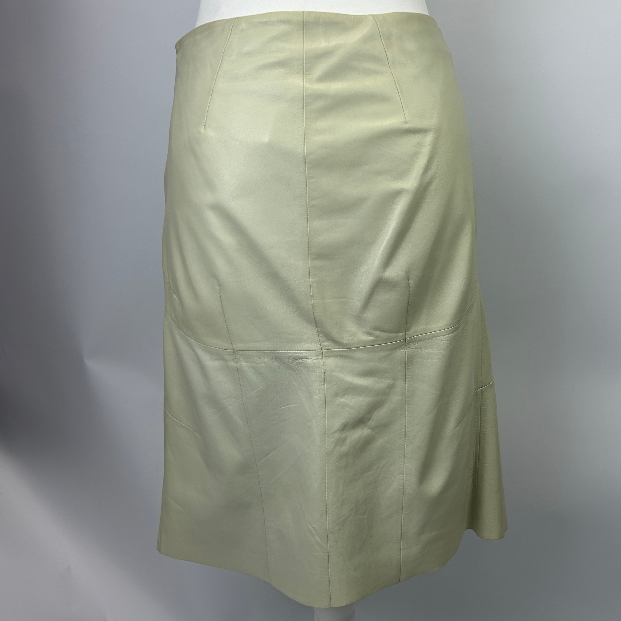 Loewe Pale Mint Nappa Leather Flared Midi Skirt M