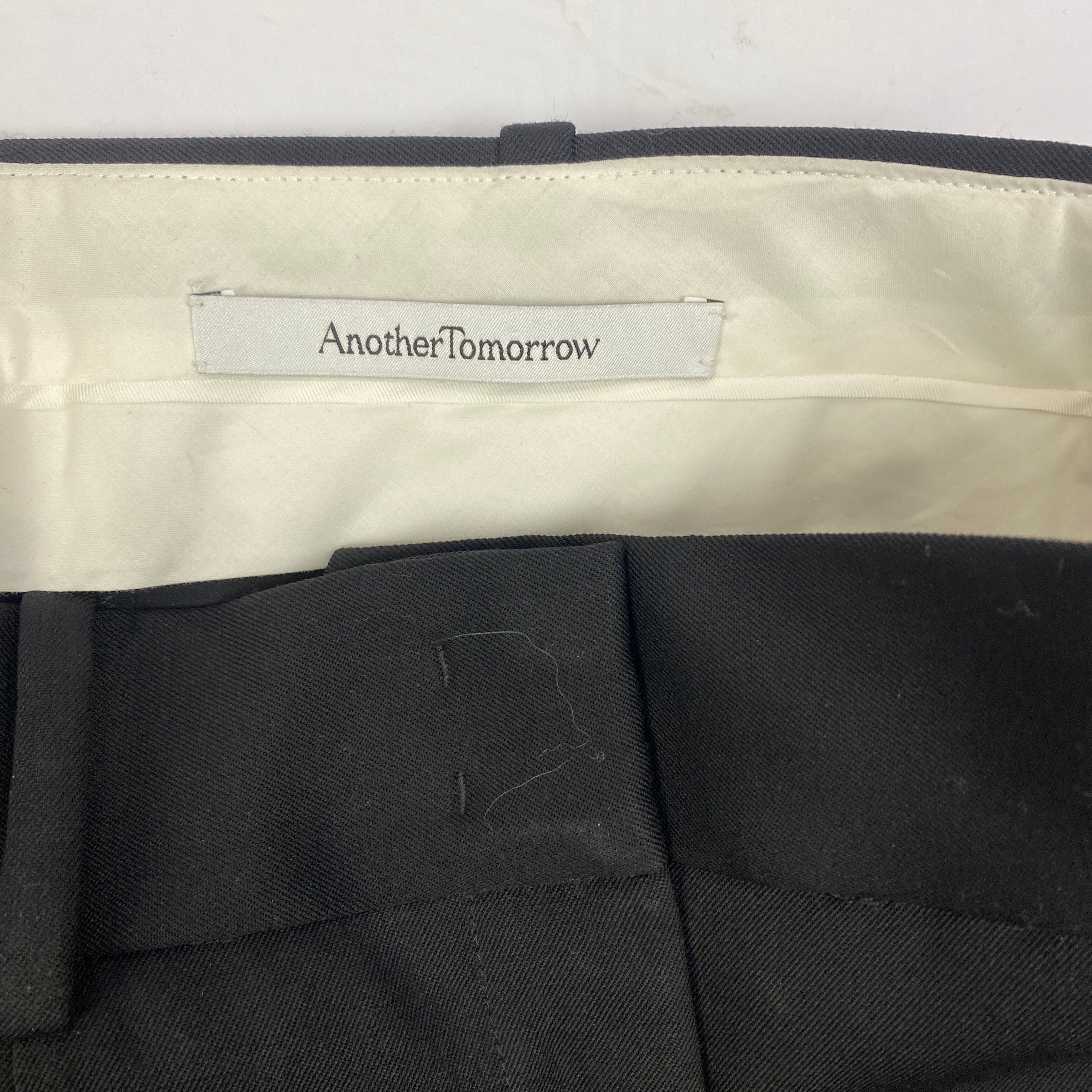 Another Tomorrow £575 Black Stretch Wool Straight Leg Pants XS