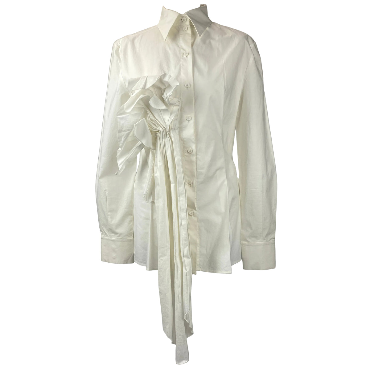 Alberta Ferretti Cream Stretch Cotton Longline Shirt S