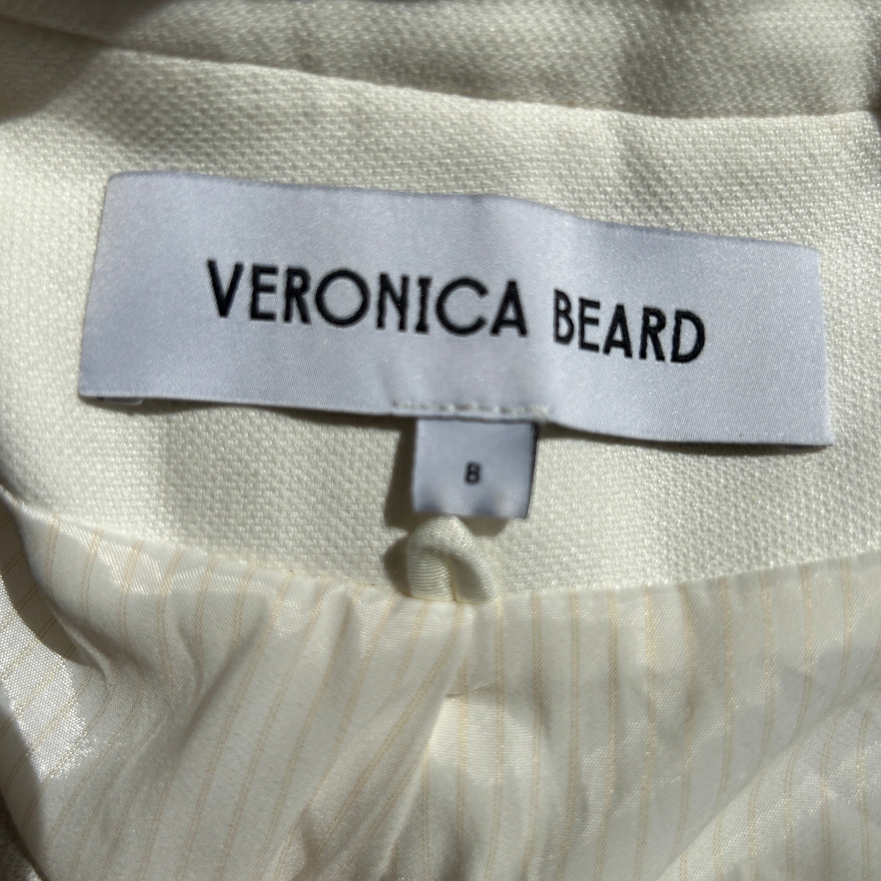 Veronica Beard Ivory Linen Mix Brass Button Dickey Jacket M