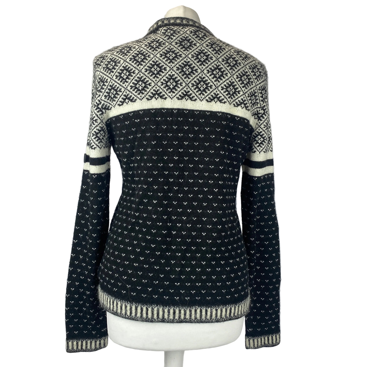 Bogner Black & White Alpine Knit Zippered Cardigan L