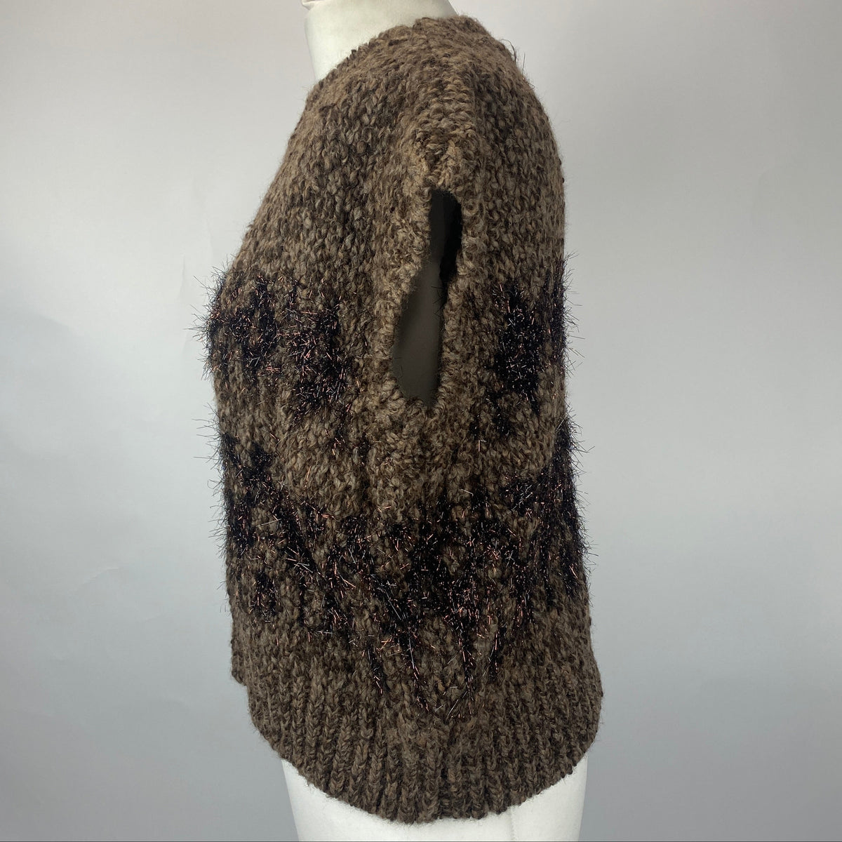 Roberto Collina Mocha Twisted Alpaca Tinsel Sweater M